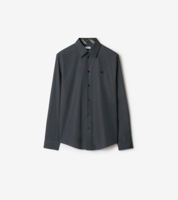 Slim Fit Cotton Shirt in Indigo - Men | Burberry® Official
