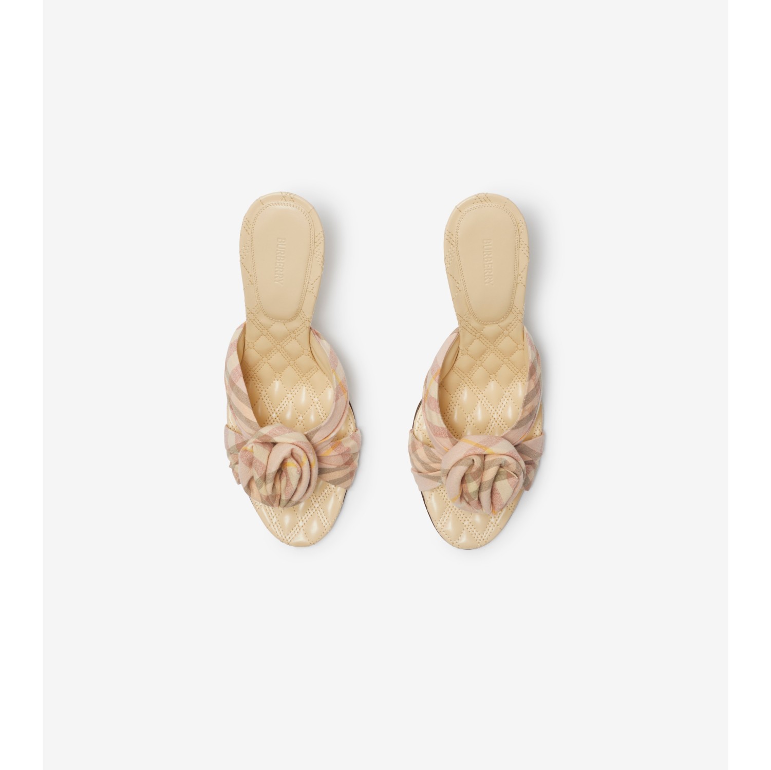 Check Stretch Linen Mews Rose Mules​