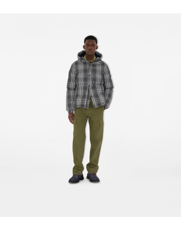 Ombré Check Hooded Puffer Jacket