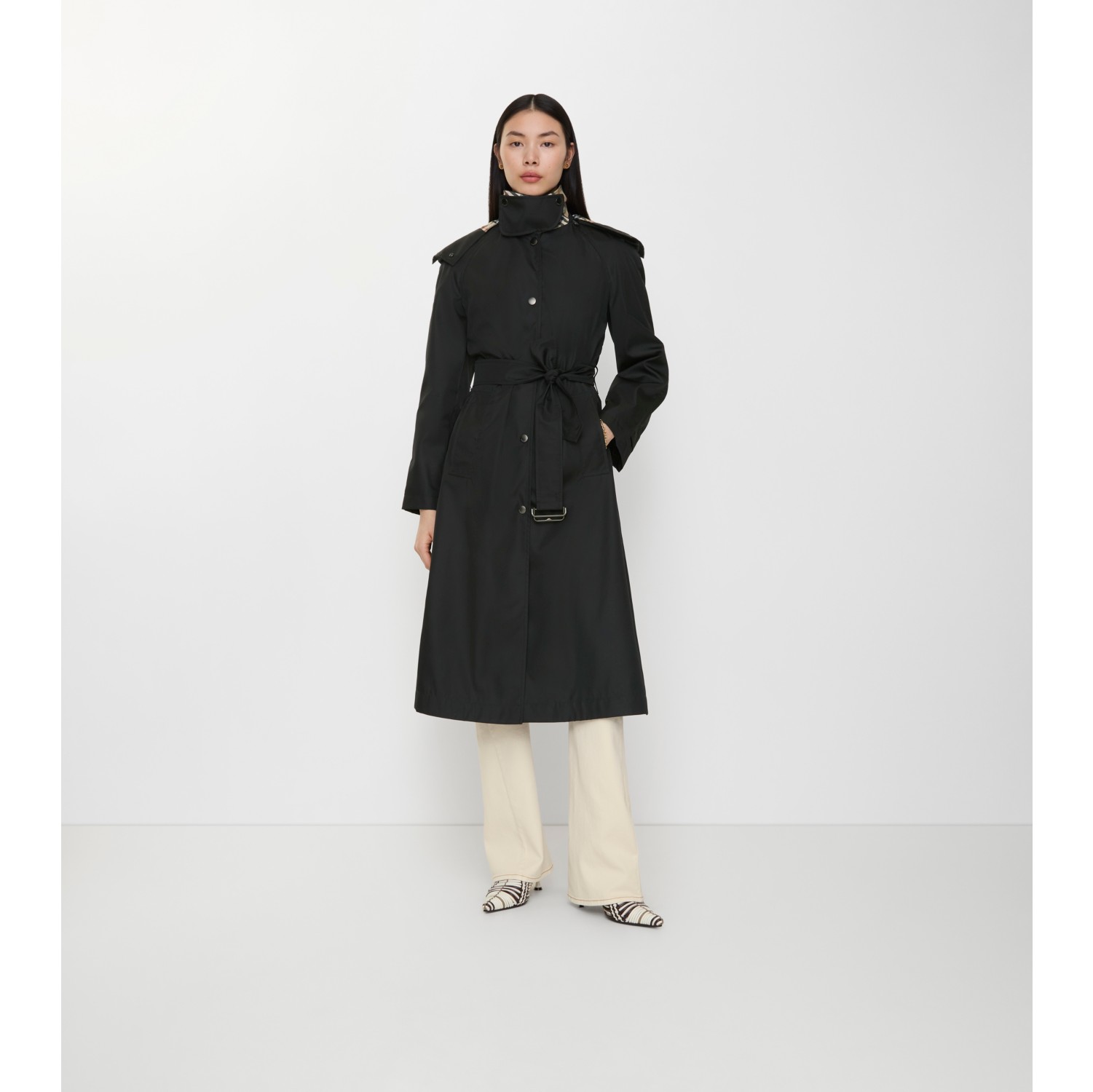 Long Nylon Hooded Car Coat in Black - Women | Burberry® Official