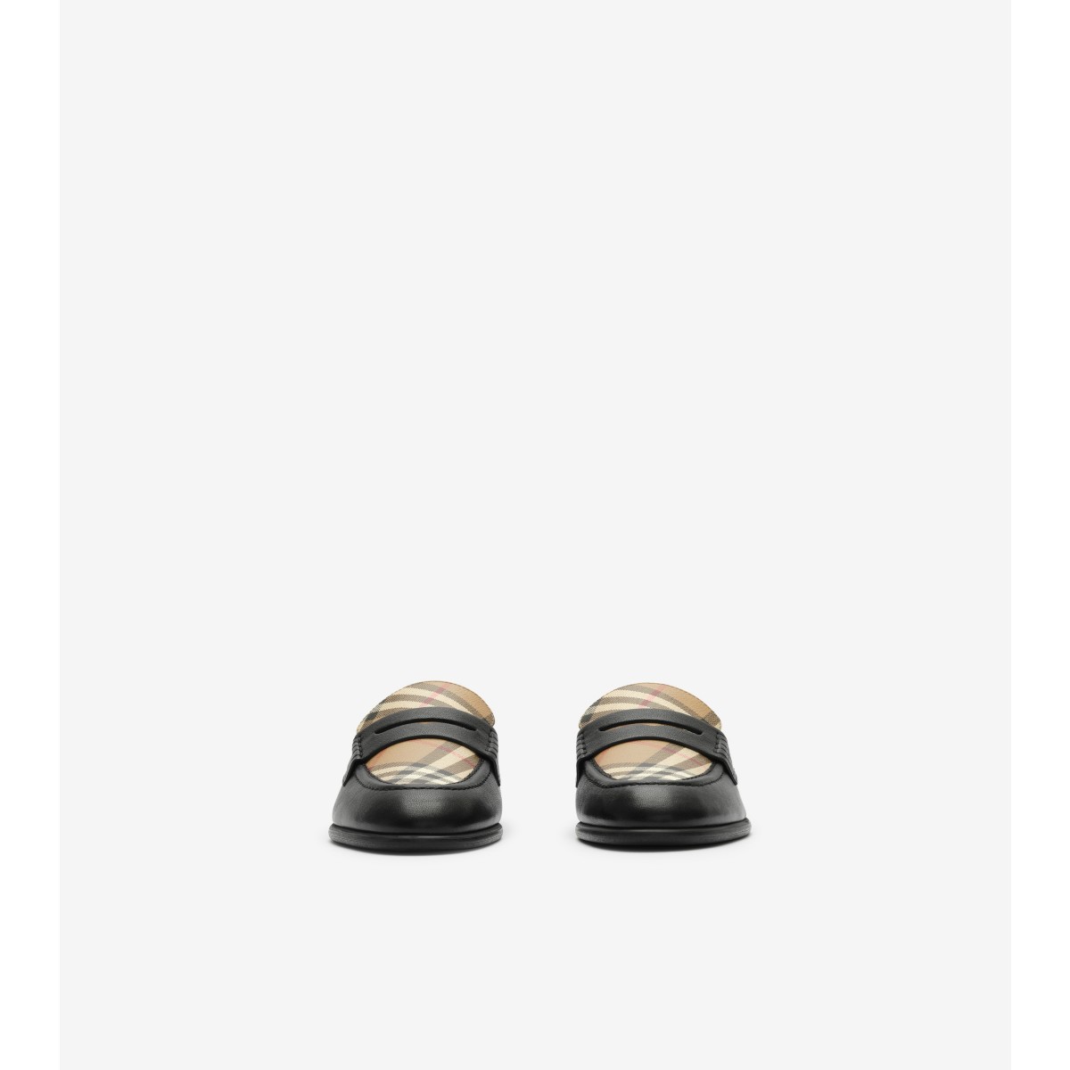  Check and Leather Opal Mules