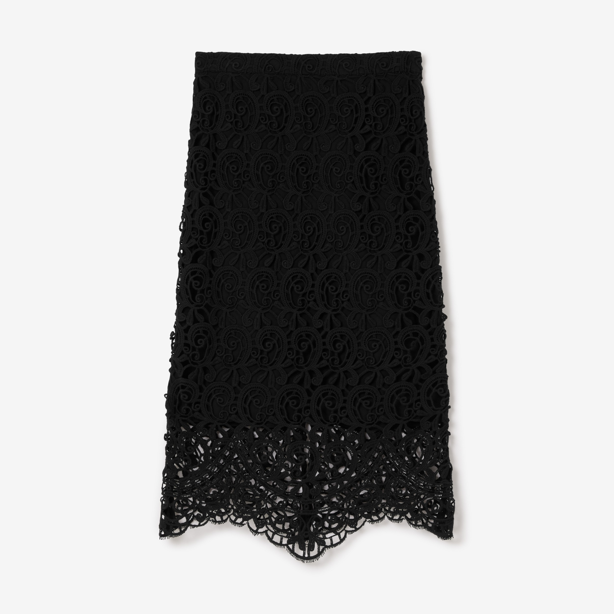 Custom Fit Macramé Lace Pencil Skirt in Black - Women | Burberry® Official - 1