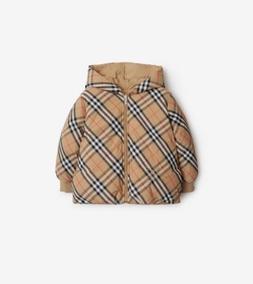 リバーシブル チェックナイロン ダウンジャケット (サンド) | Burberry®公式サイト