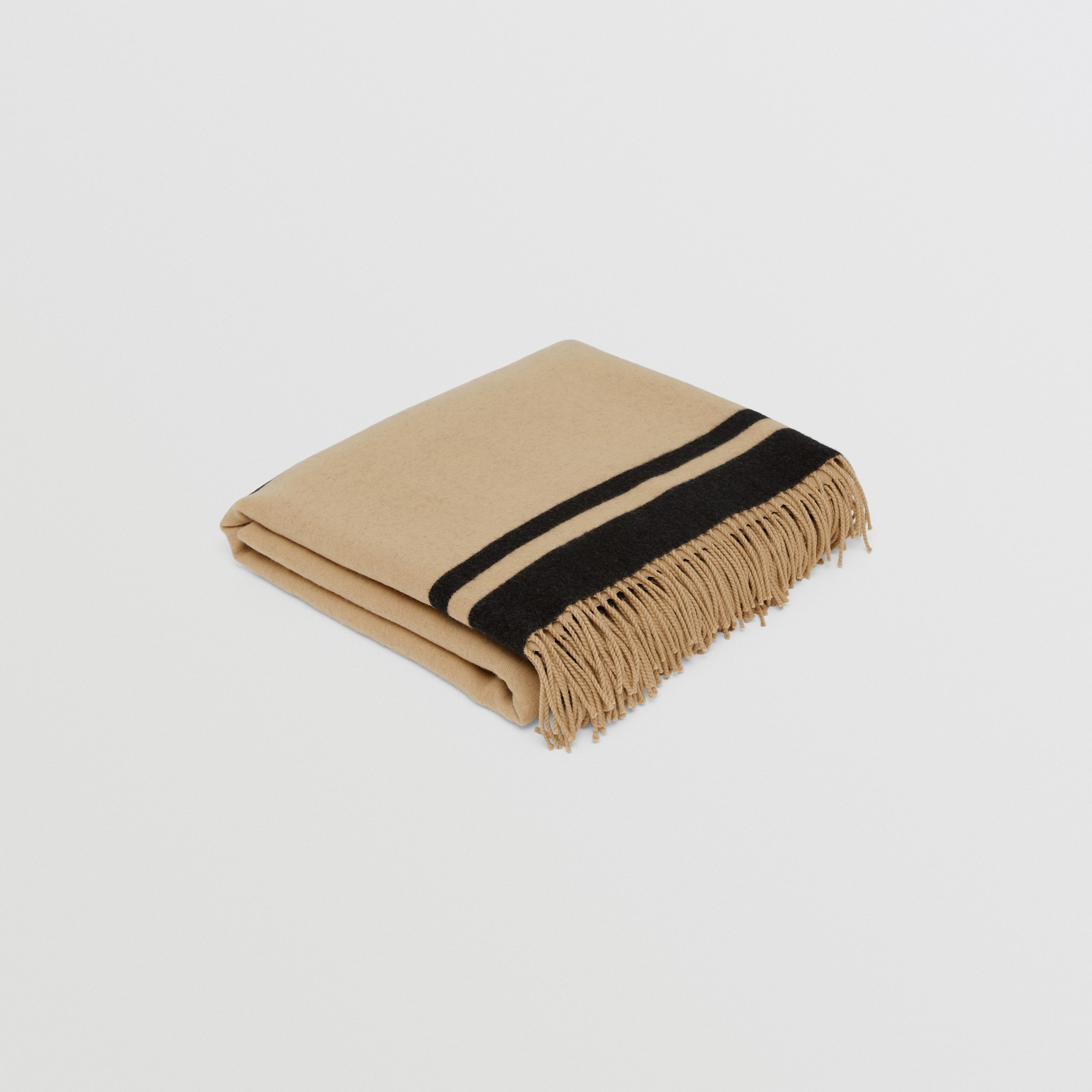 Couverture en jacquard de cachemire et laine avec label (Miel/noir) | Site officiel Burberry® - 3