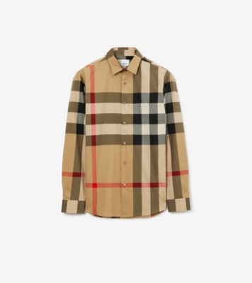 チェック コットンシャツ (アーカイブベージュ) - メンズ | Burberry®公式サイト