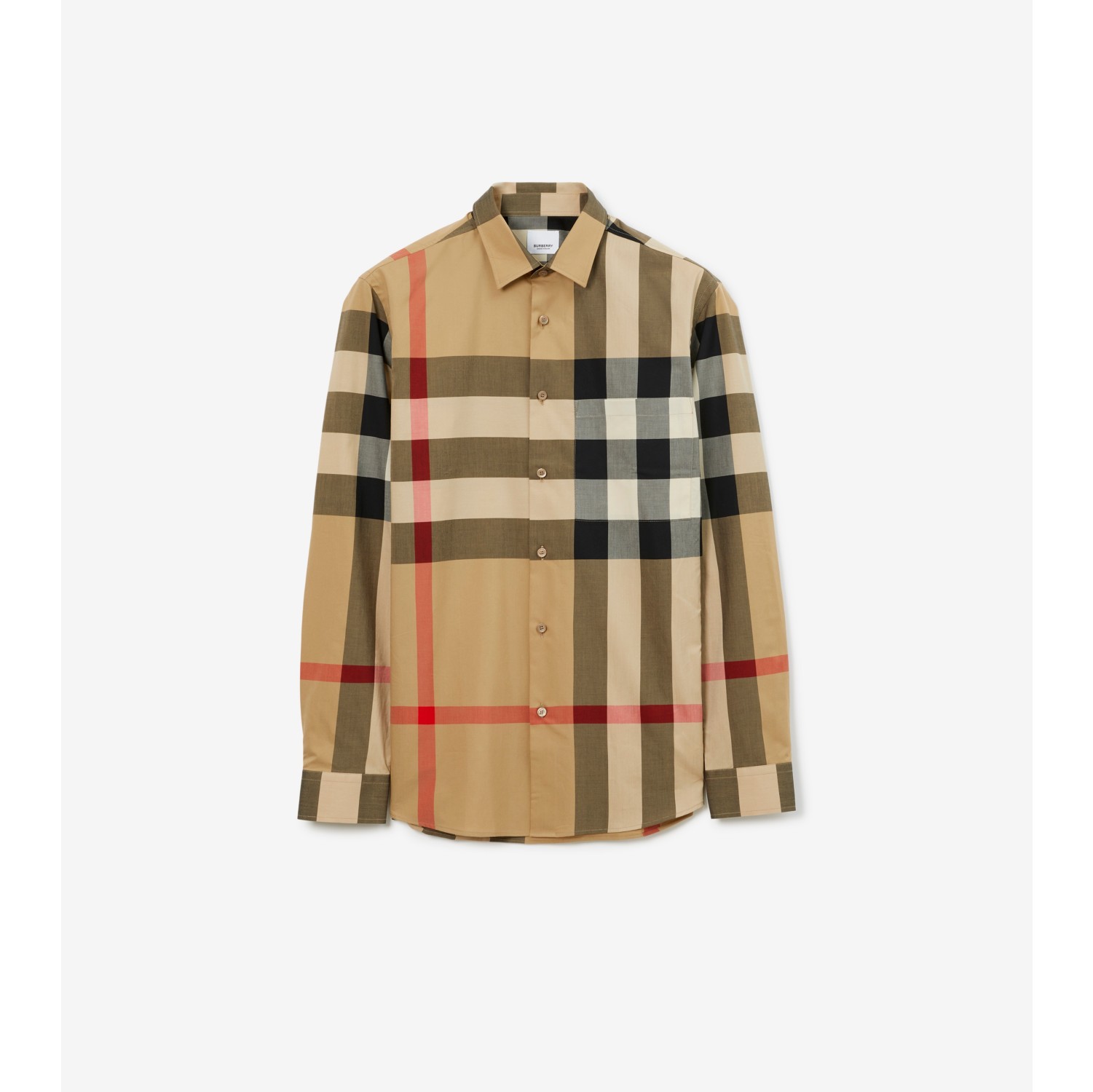 Check Cotton Shirt in Archive beige Men Burberry Official