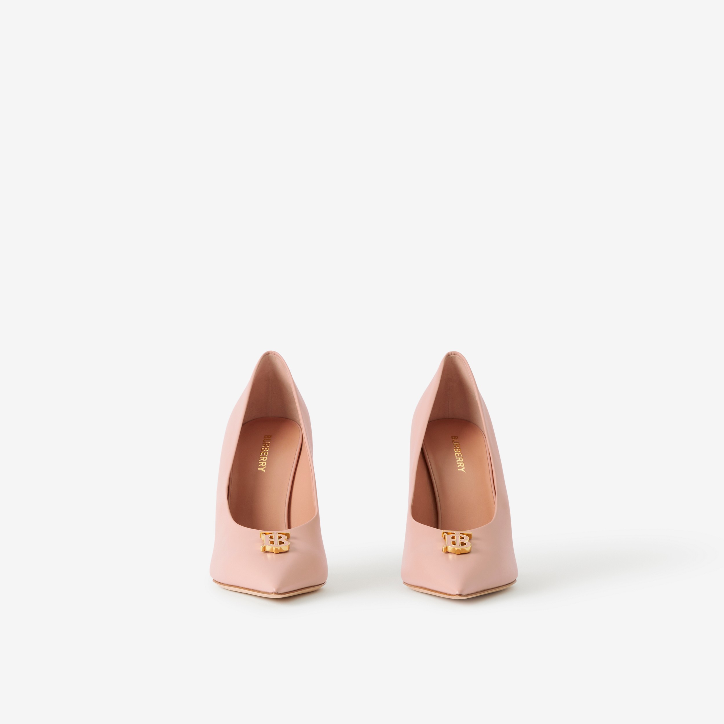 Monogram Motif Leather Point-toe Pumps in Dusky Pink - Women | Burberry® Official - 2