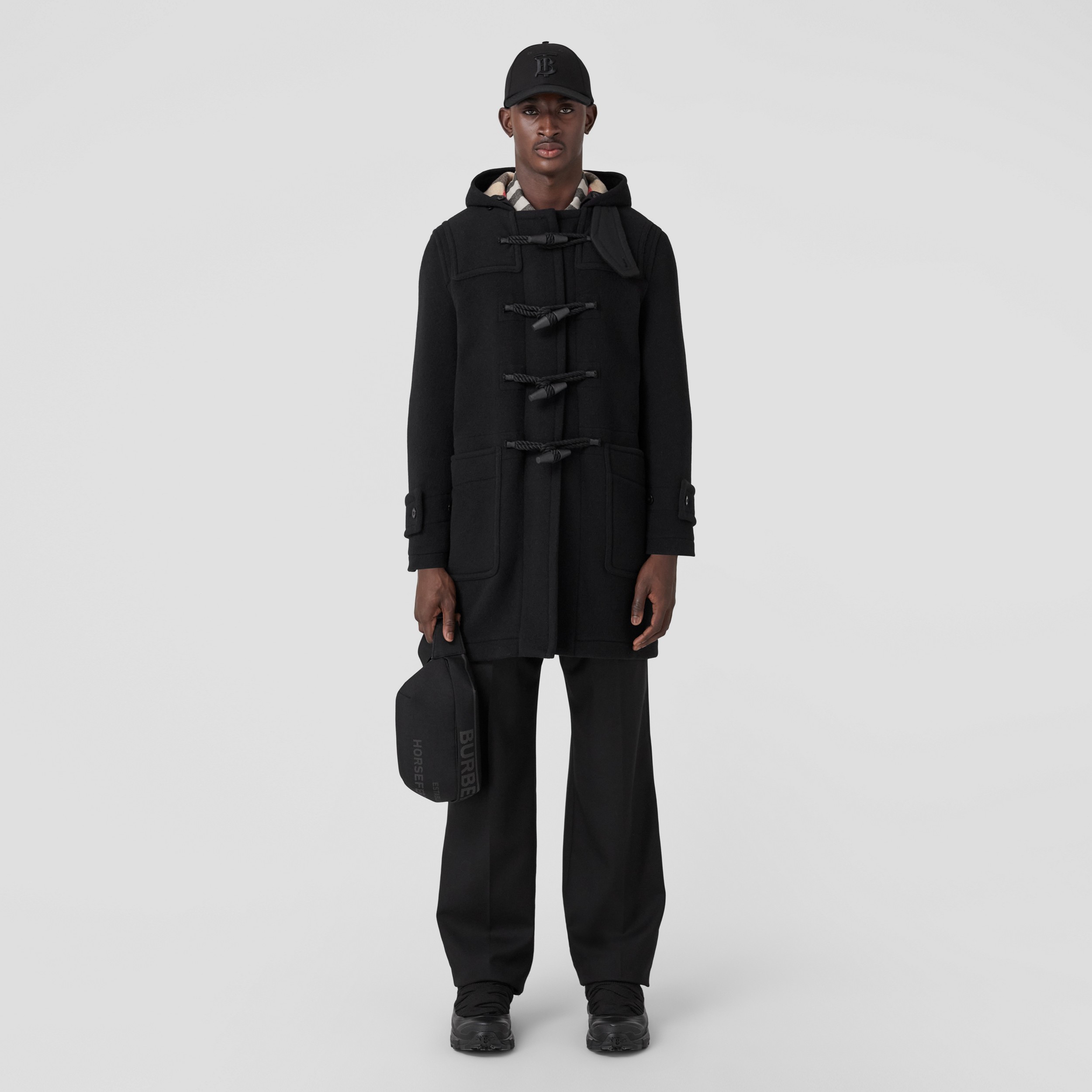 Technical Wool Duffle Coat in Black - Men | Burberry® Official - 1