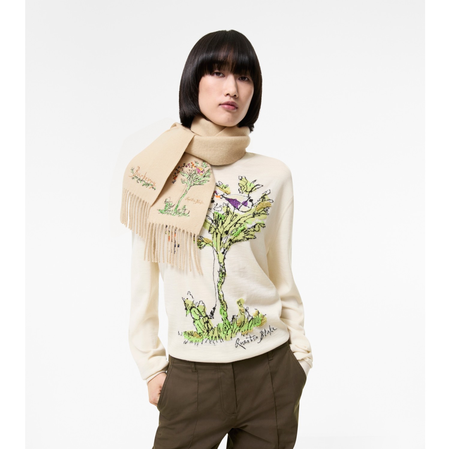 Narrow Brave Little Tree Cashmere Scarf