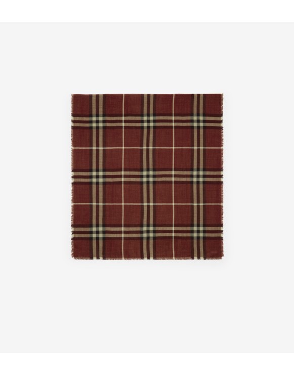 Wide Reversible Check Wool Silk Scarf