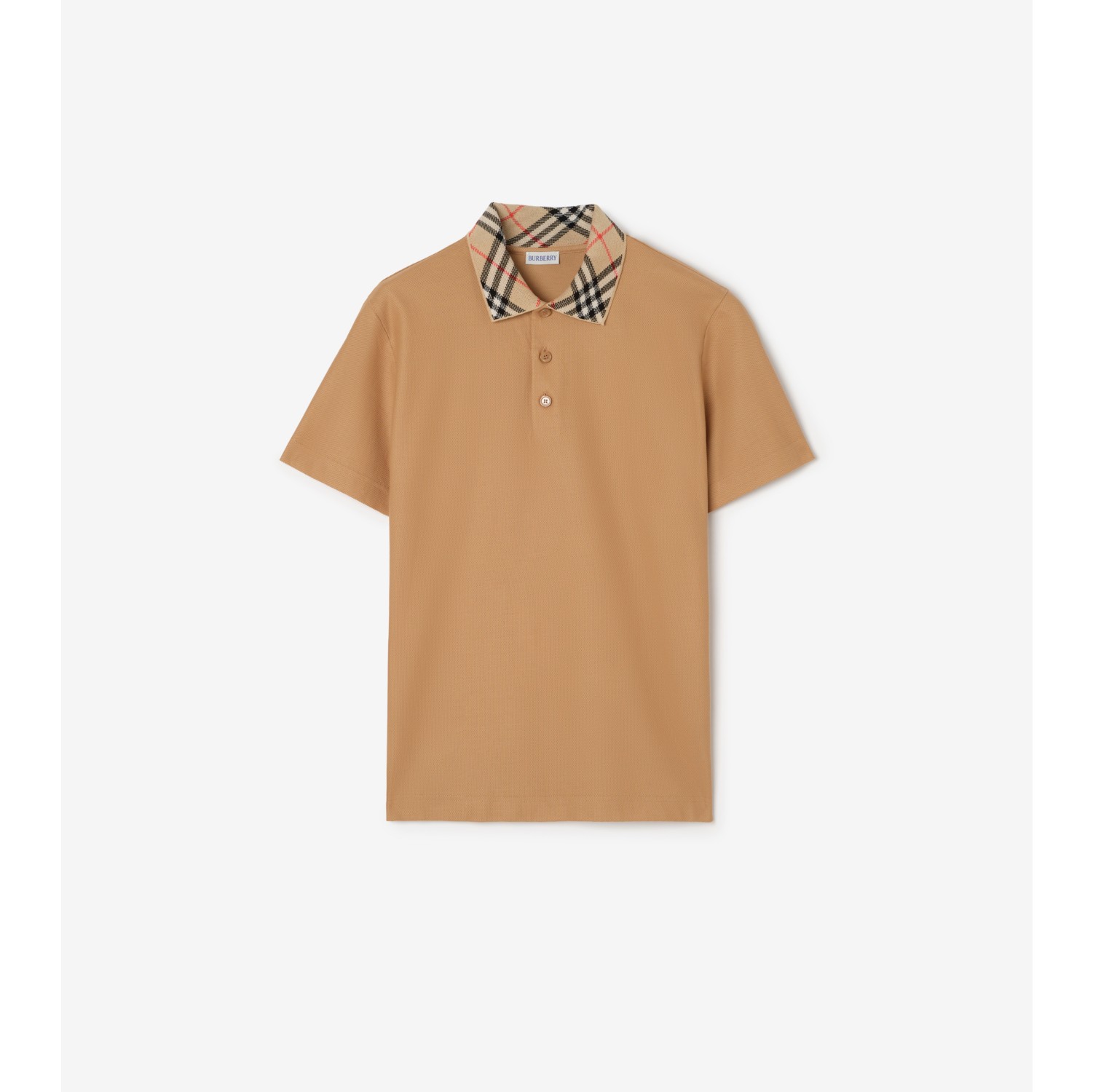 Check Collar Cotton Polo Shirt