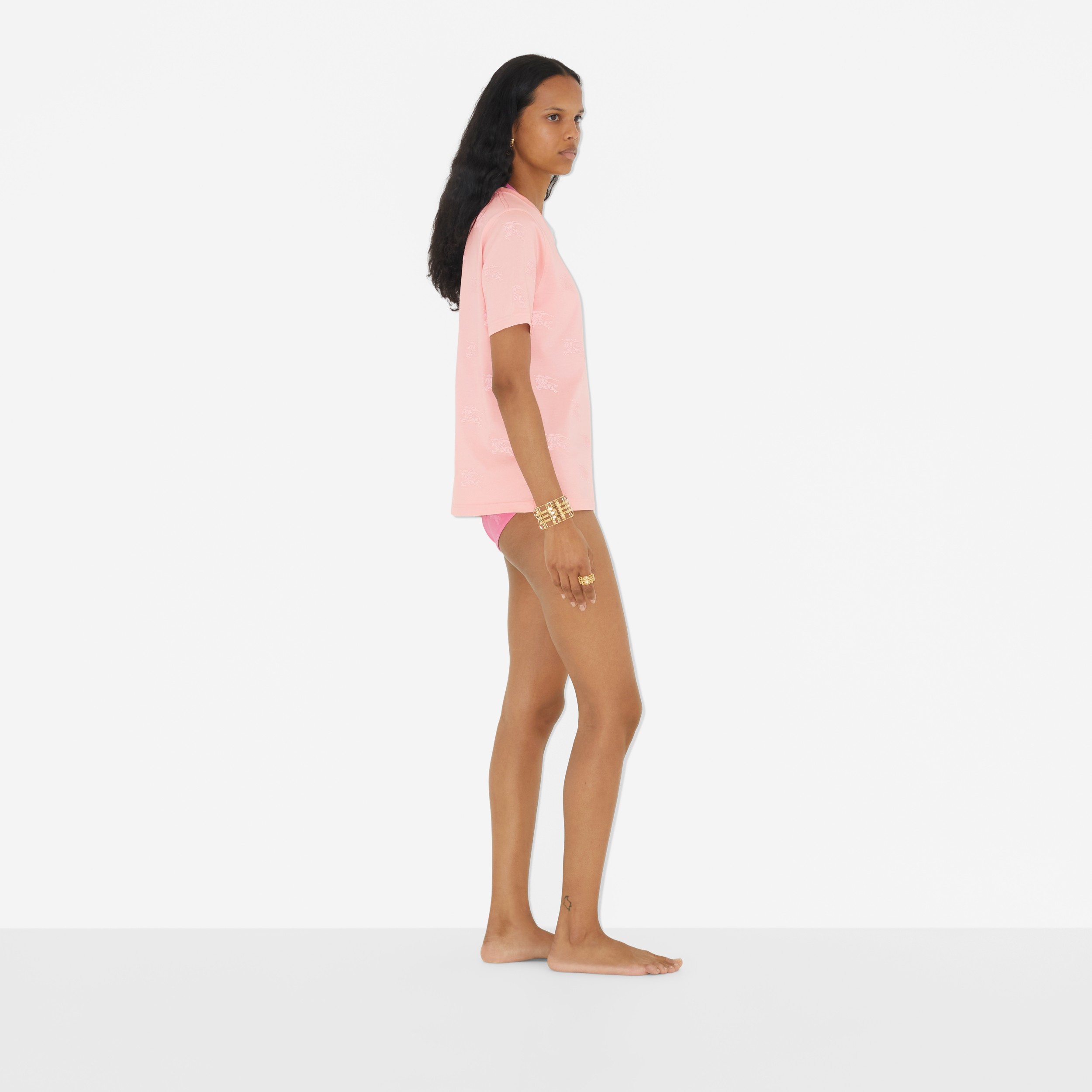 EKD Print Cotton T-shirt in Soft Blossom - Women | Burberry® Official - 3