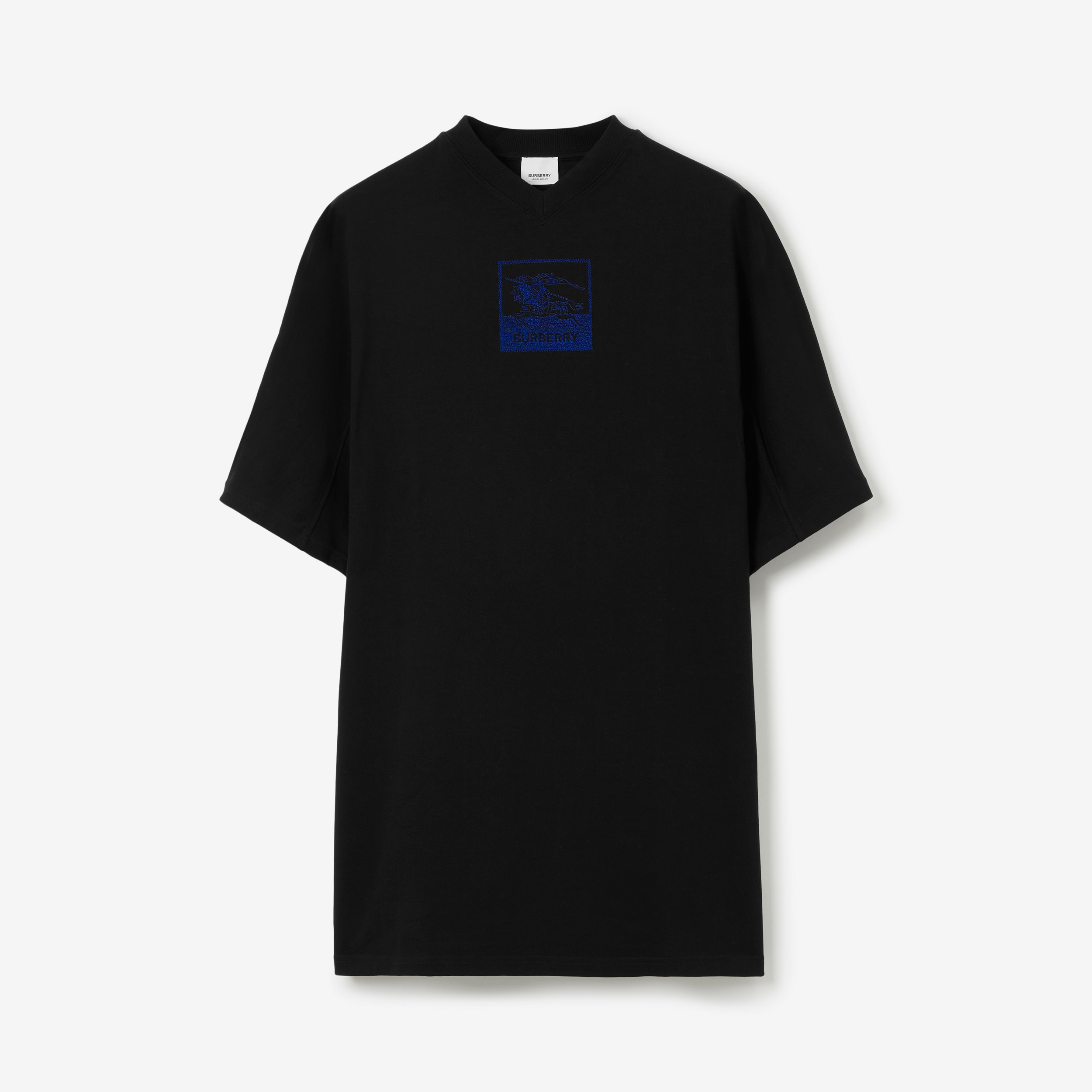 Vestido estilo camiseta oversize de algodão com estampa EKD (Preto) - Mulheres | Burberry® oficial - 1