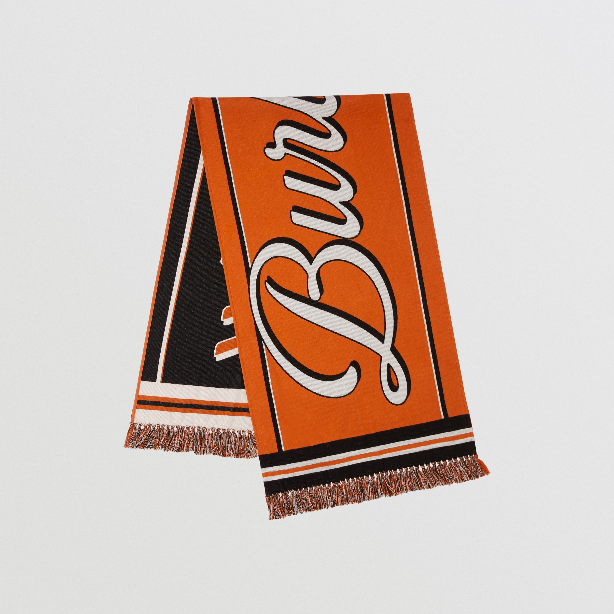 Logo Detail Cotton Scarf in Orange | Burberry® Official - 1