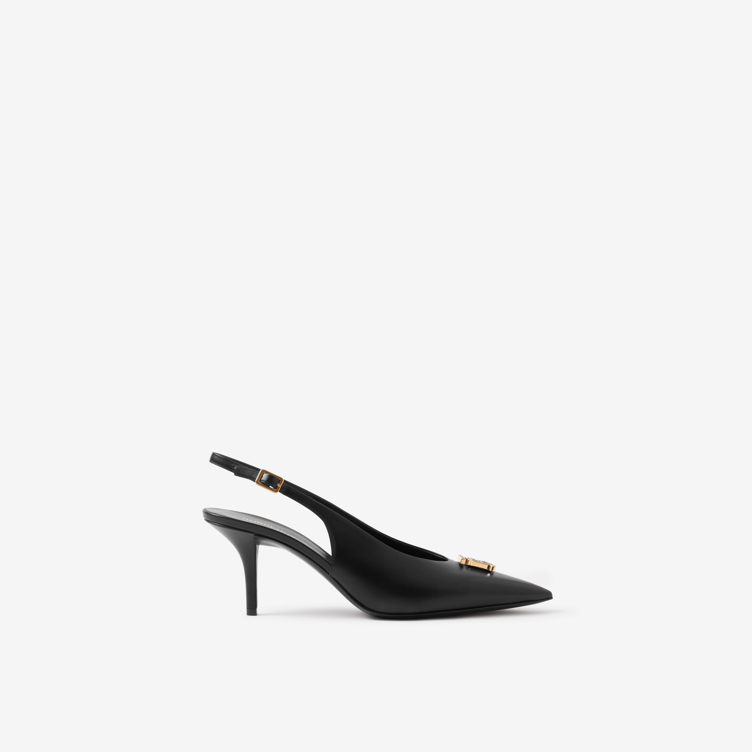 Zapatos de tacón destalonados en piel con monograma (Negro) - Mujer | Burberry® oficial - 1