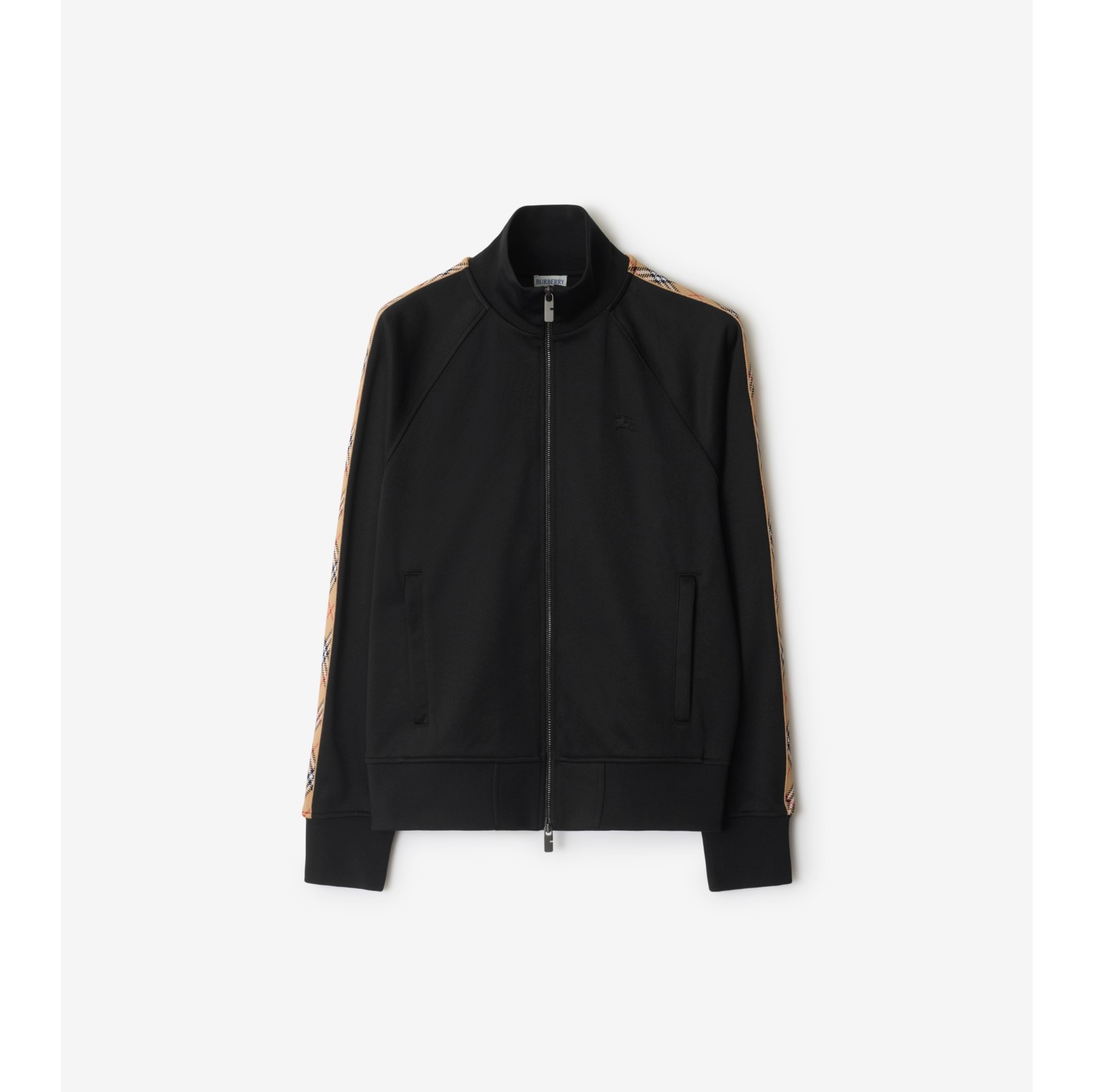 Check Trim Cotton Blend Track Jacket