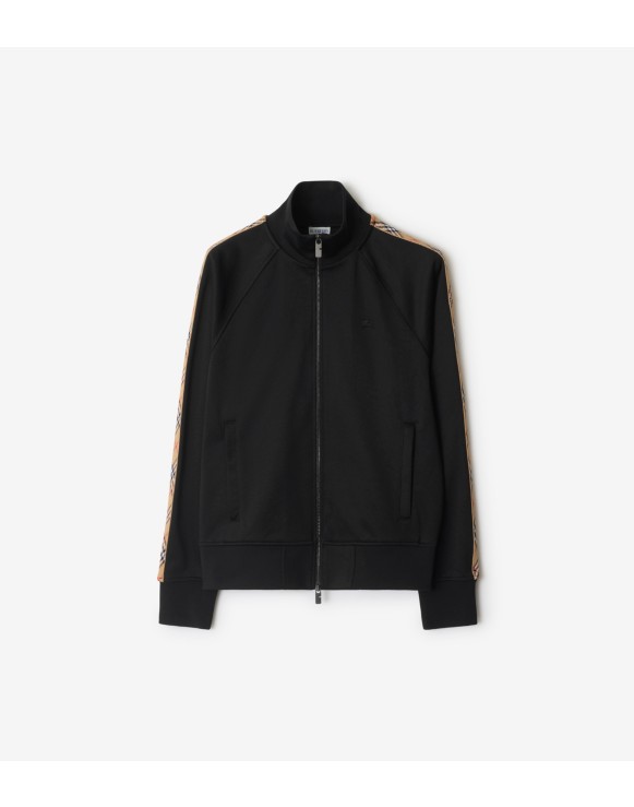 Check Trim Cotton Blend Track Jacket