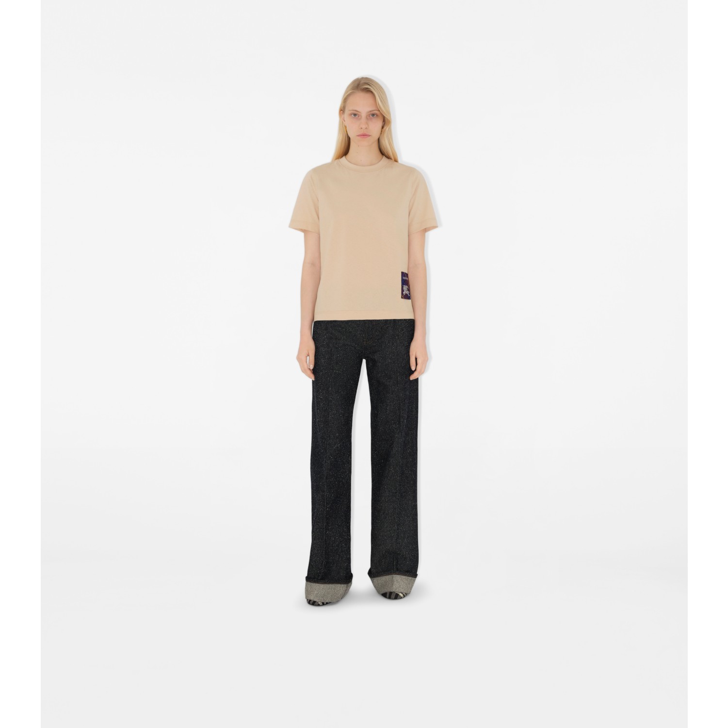 Check Label Cotton T-shirt