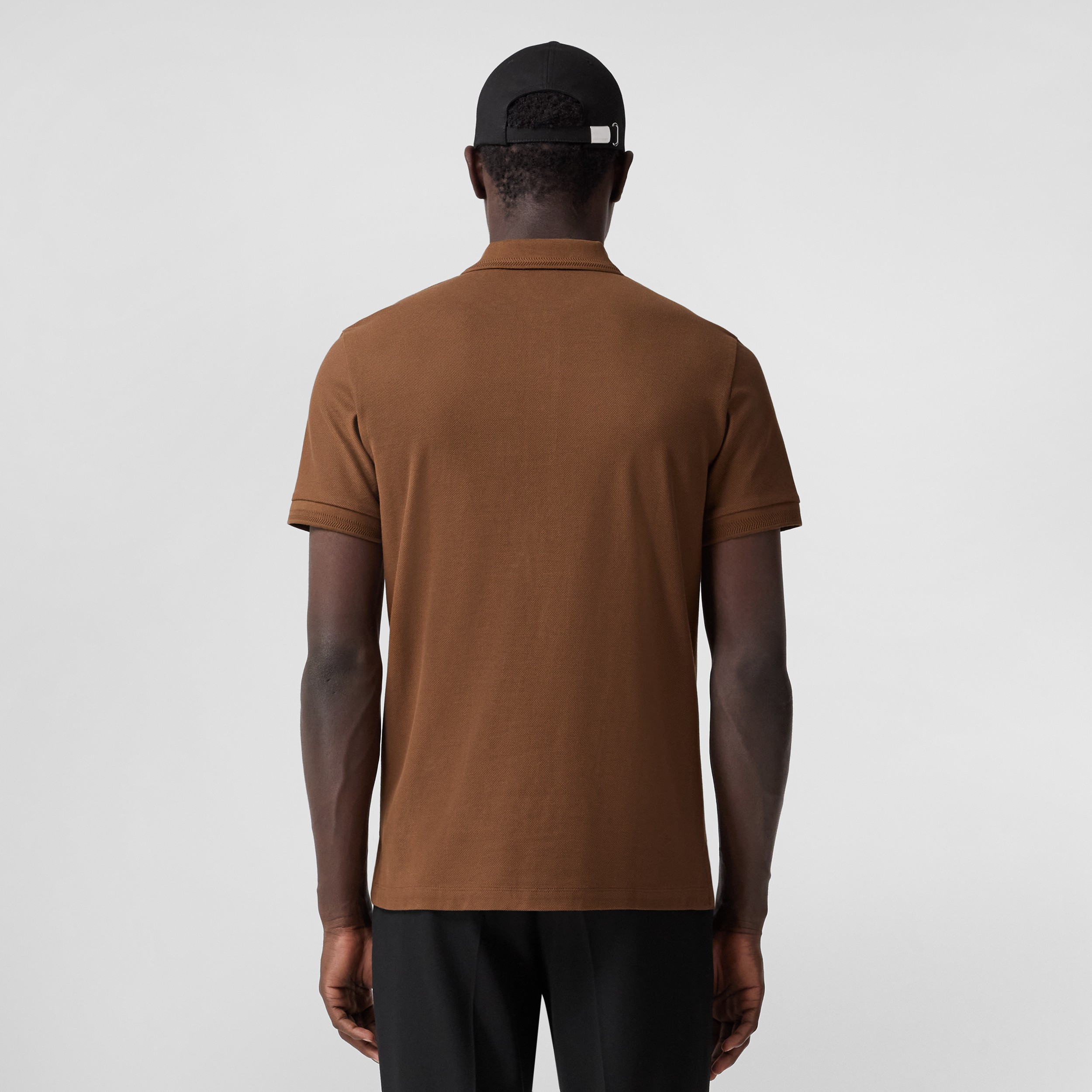 Cotton Piqué Polo Shirt in Dark Birch Brown - Men | Burberry® Official - 3