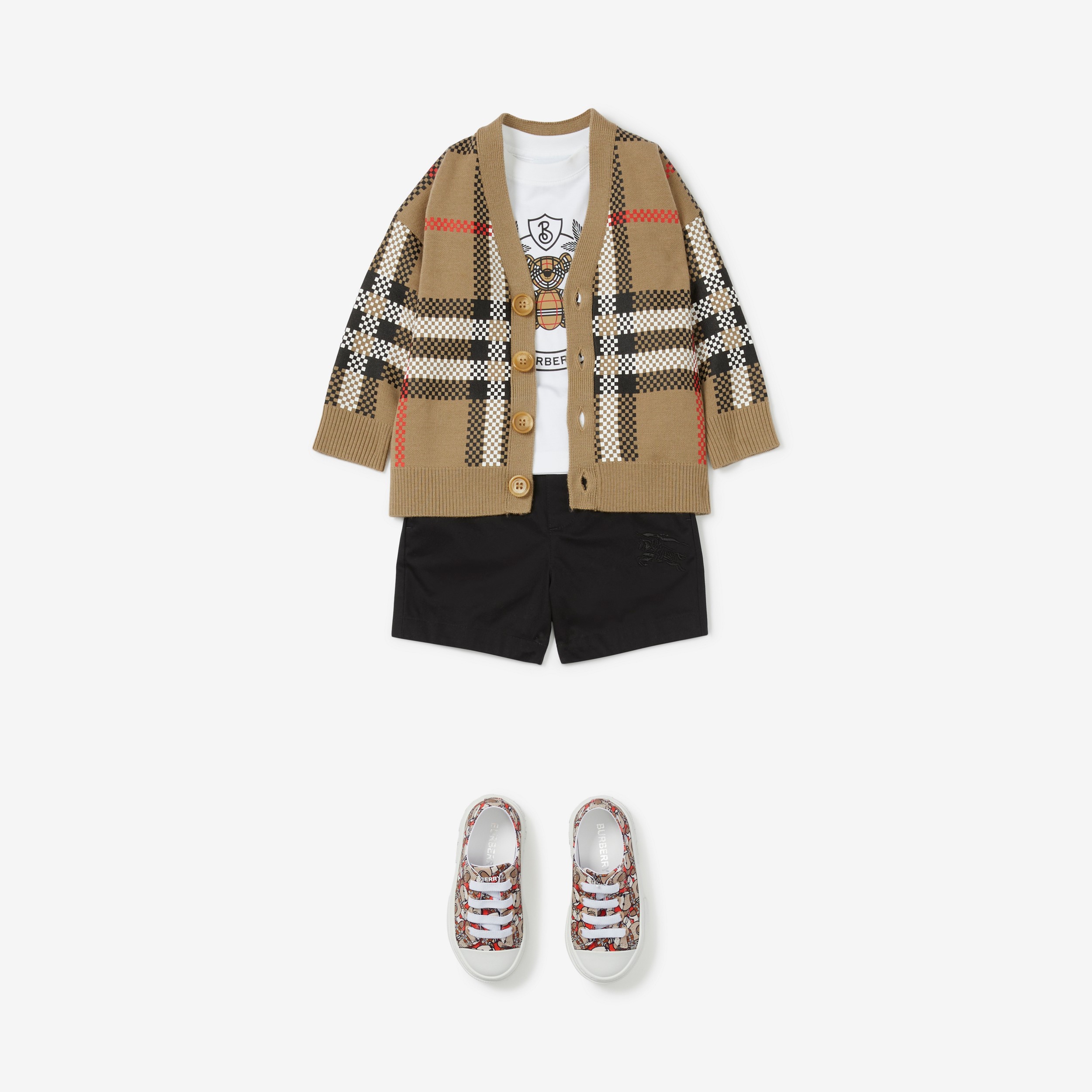Check Wool Cardigan in Archive Beige - Children | Burberry® Official - 4