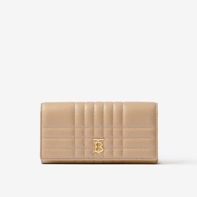 Burberry Quilted Leather Lola Continental Wallet In Oat Beige