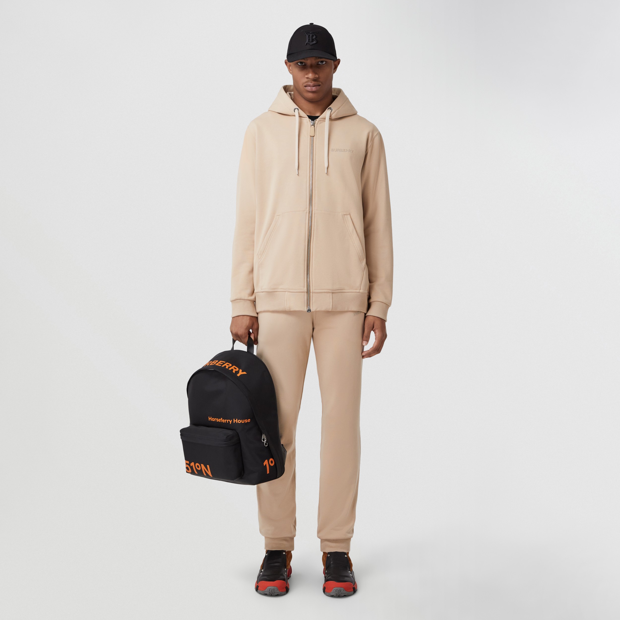 Logo Print Stretch Cotton Jogging Pants in Soft Fawn - Men | Burberry® Official - 4