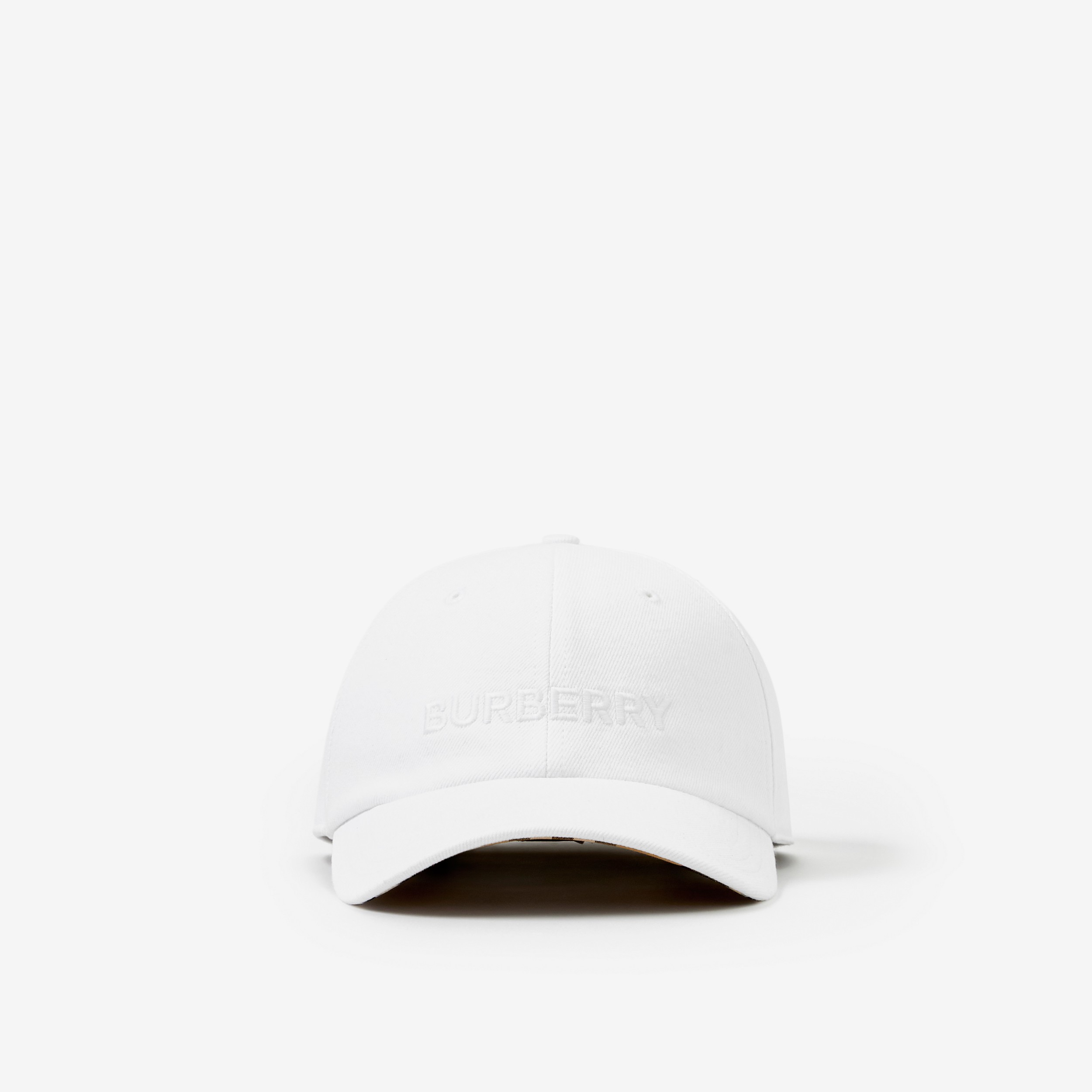 Embroidered Logo Denim Baseball Cap in White | Burberry® Official - 1