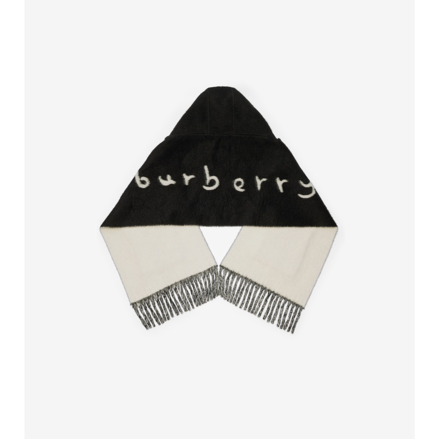 Logo Alpaca Wool Blend Hooded Scarf