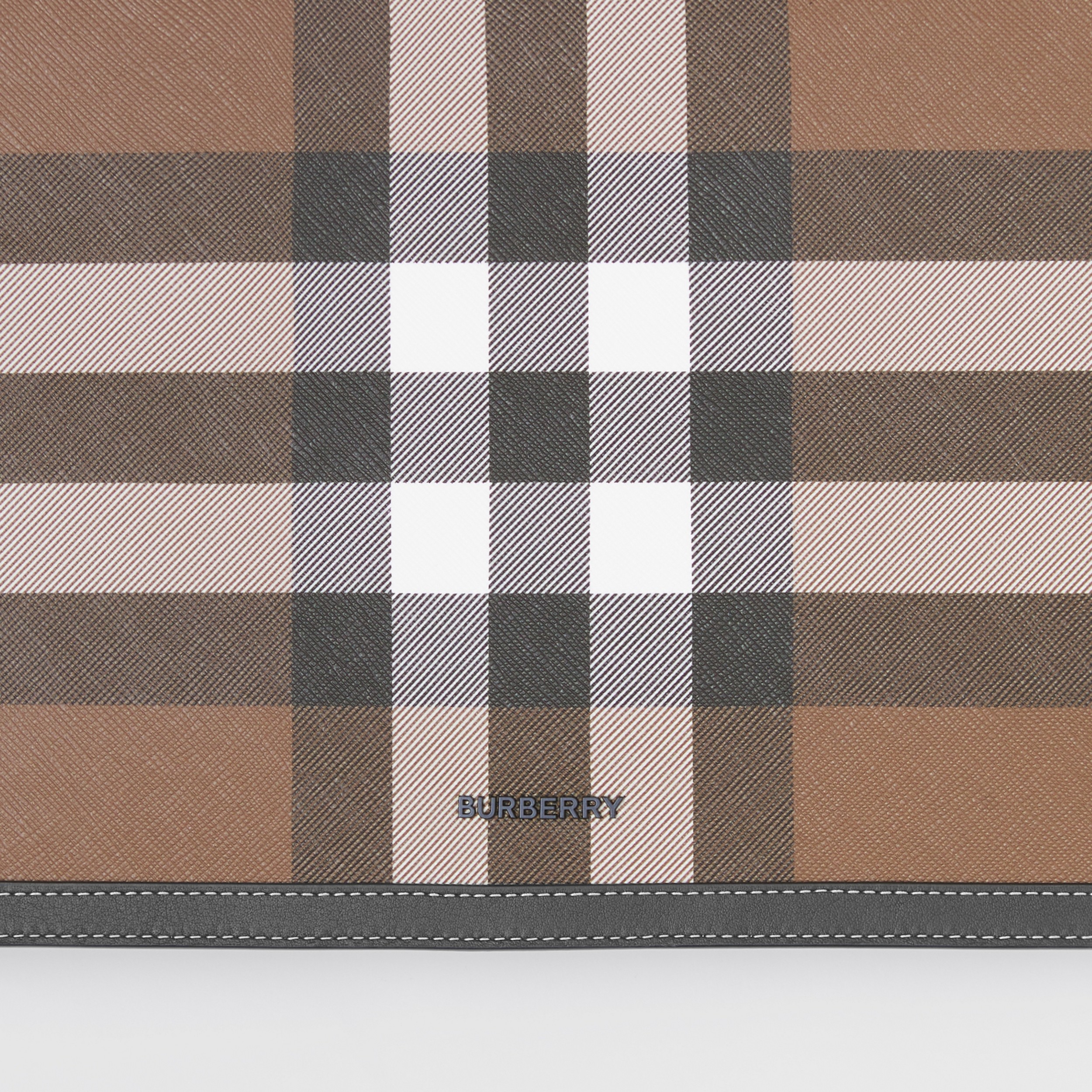 Check and Leather Zip Pouch in Dark Birch Brown - Men | Burberry® Official - 2