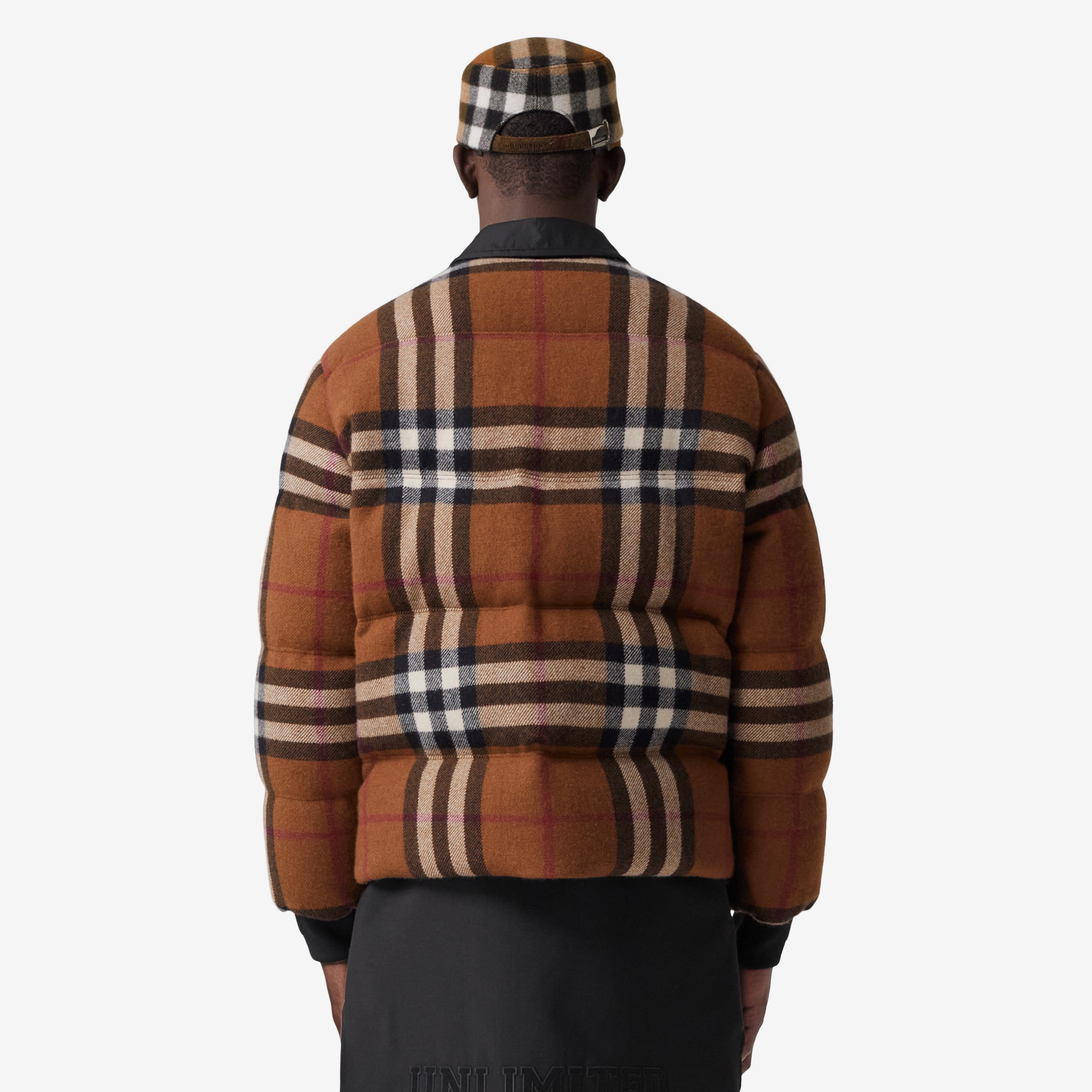 Exaggerated Check Wool Down-filled Jacket in Dark Birch Brown - Men | Burberry® Official - 3