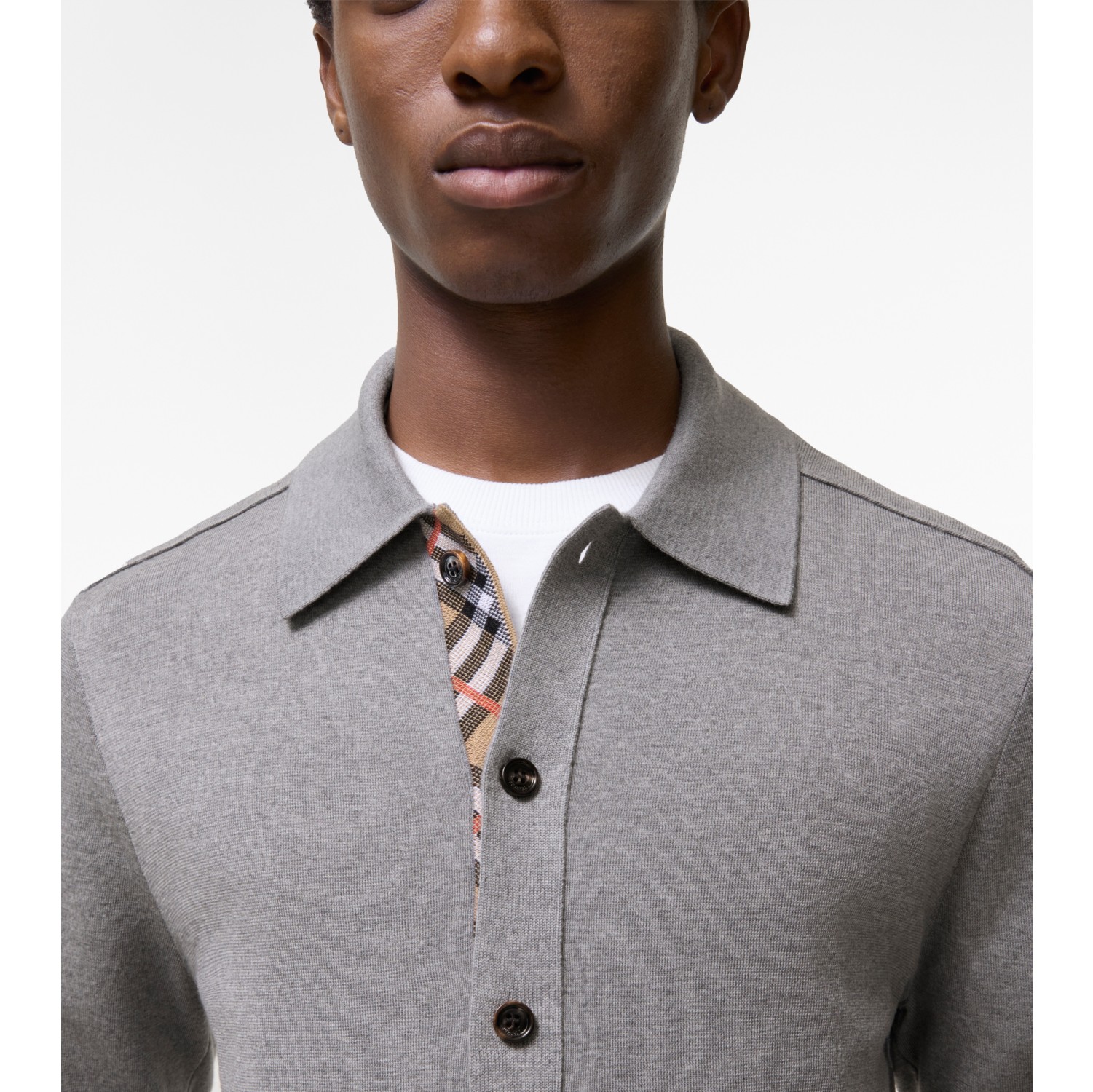 Check Trim Wool Cardigan in Grey - Men | Burberry® Official