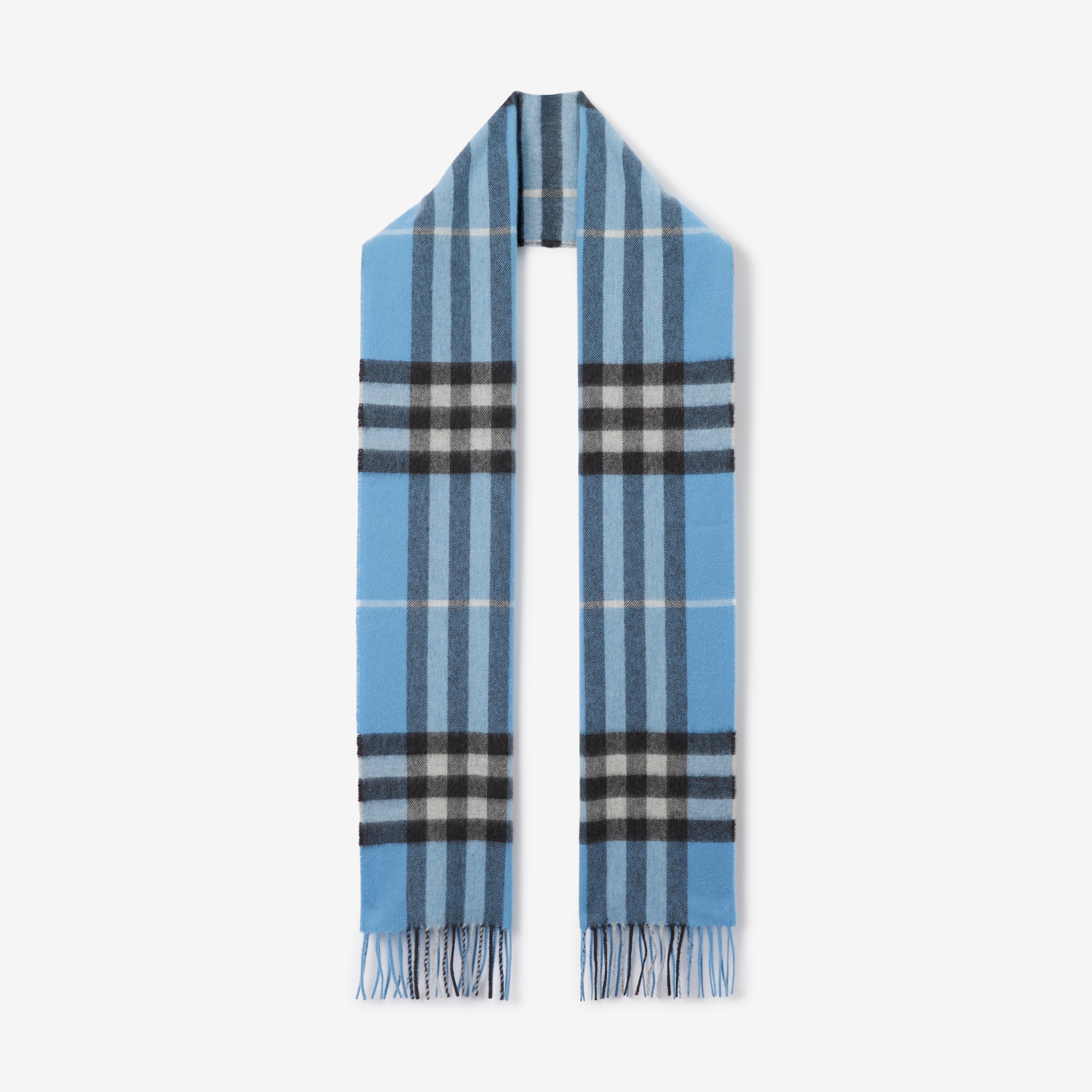Burberry 格纹羊绒围巾 (蓝色 / 灰色) | Burberry® 博柏利官网 - 1