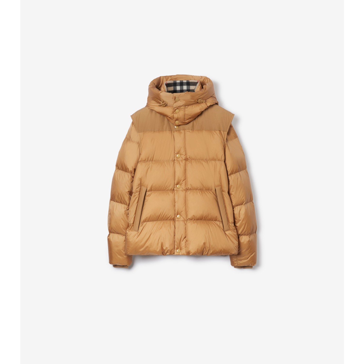 Detachable Sleeve Nylon Puffer Jacket in Warm honey - Burberry