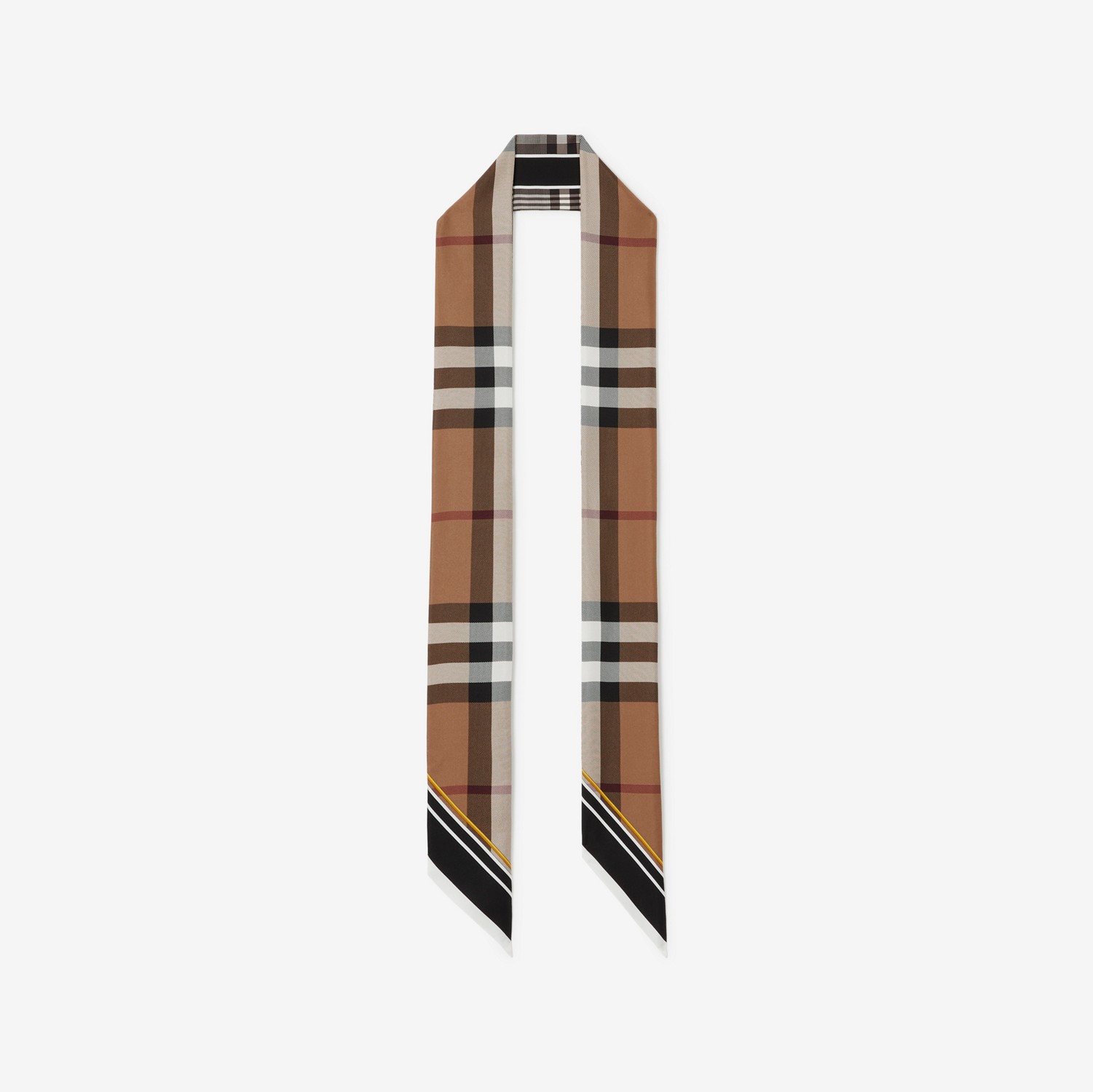 チェックプリント シルク スキニースカーフ (ブラック) | Burberry®公式サイト