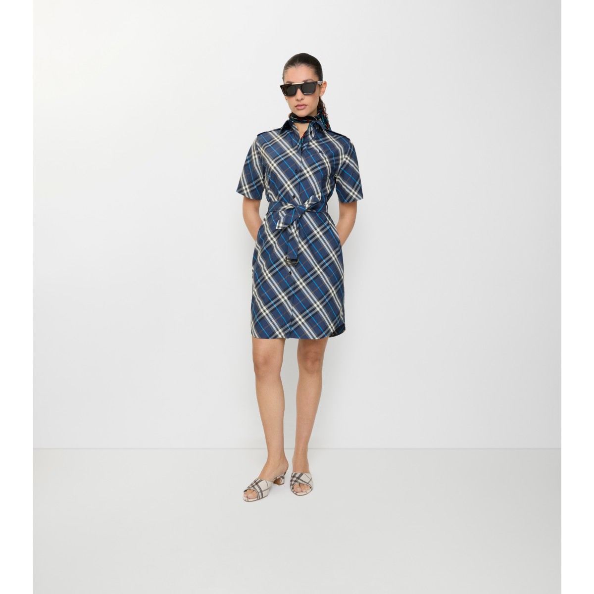  Check Cotton Shirt Dress