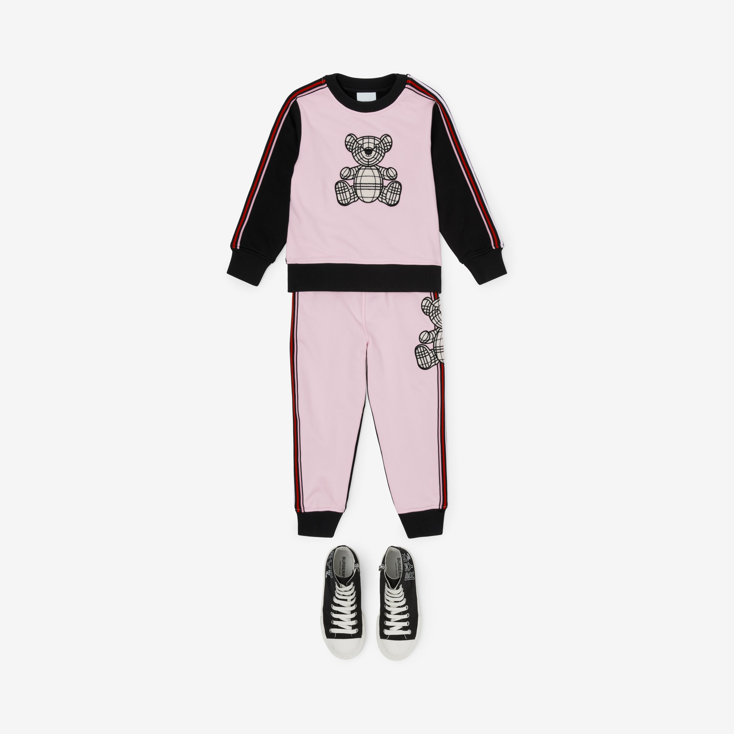 Thomas Bear Appliqué Cotton Jogging Pants in Pale Candy Pink | Burberry® Official - 3
