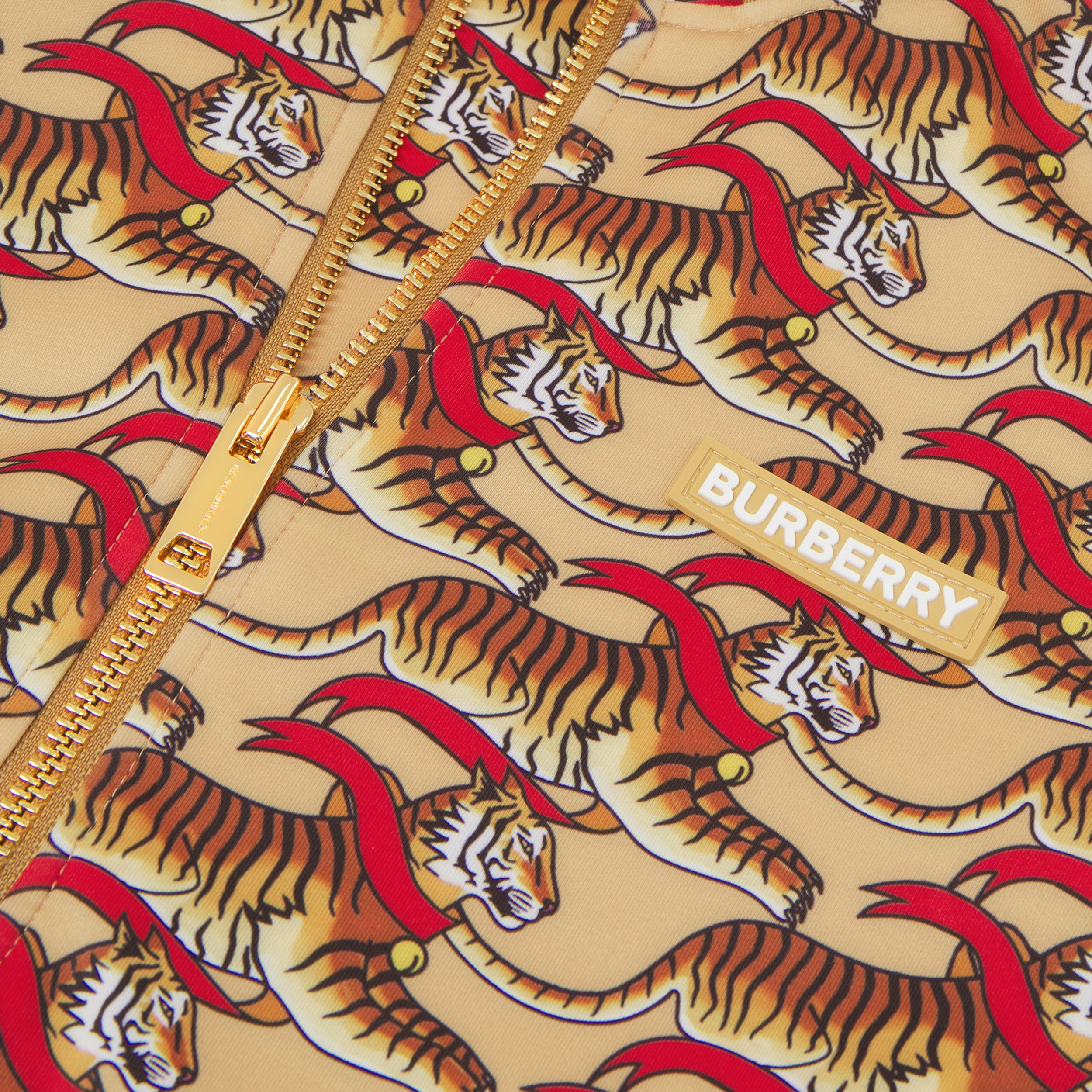 Haut à capuche en jersey stretch à imprimé tigre (Beige Miel) | Site officiel Burberry® - 2