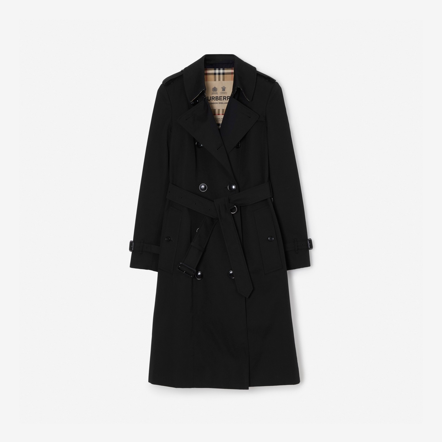 Long Chelsea Heritage Trench Coat in Black - Women | Burberry® Official