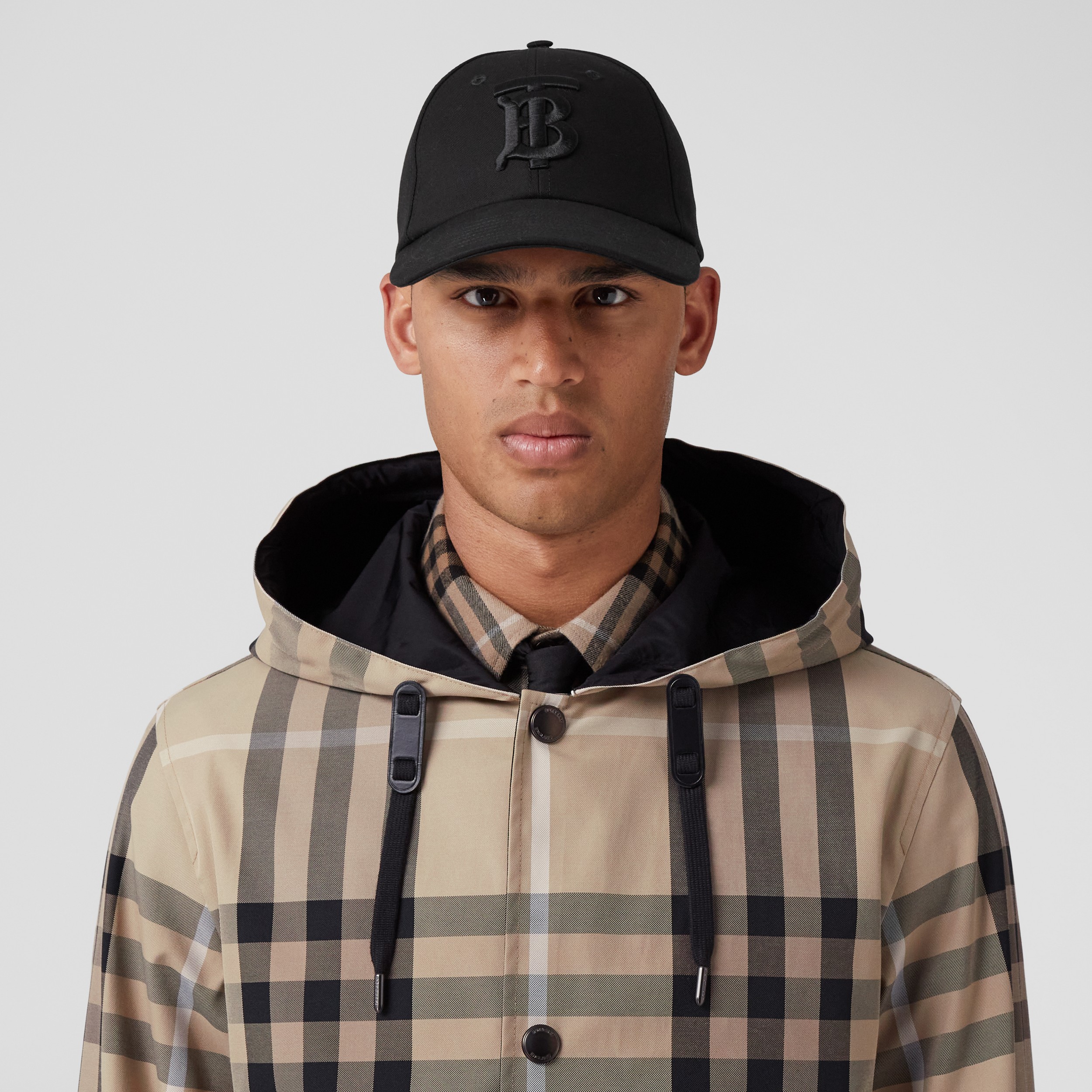 Check Cotton Blend Reversible Hooded Jacket in Biscuit - Men | Burberry® Official - 2