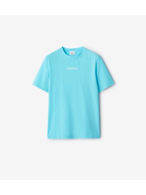 Burberry Stretch Cotton T-shirt In Bright Topaz Blue