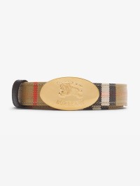 Reversible Check Knight Stamp Belt in colour Sand/peat/gold