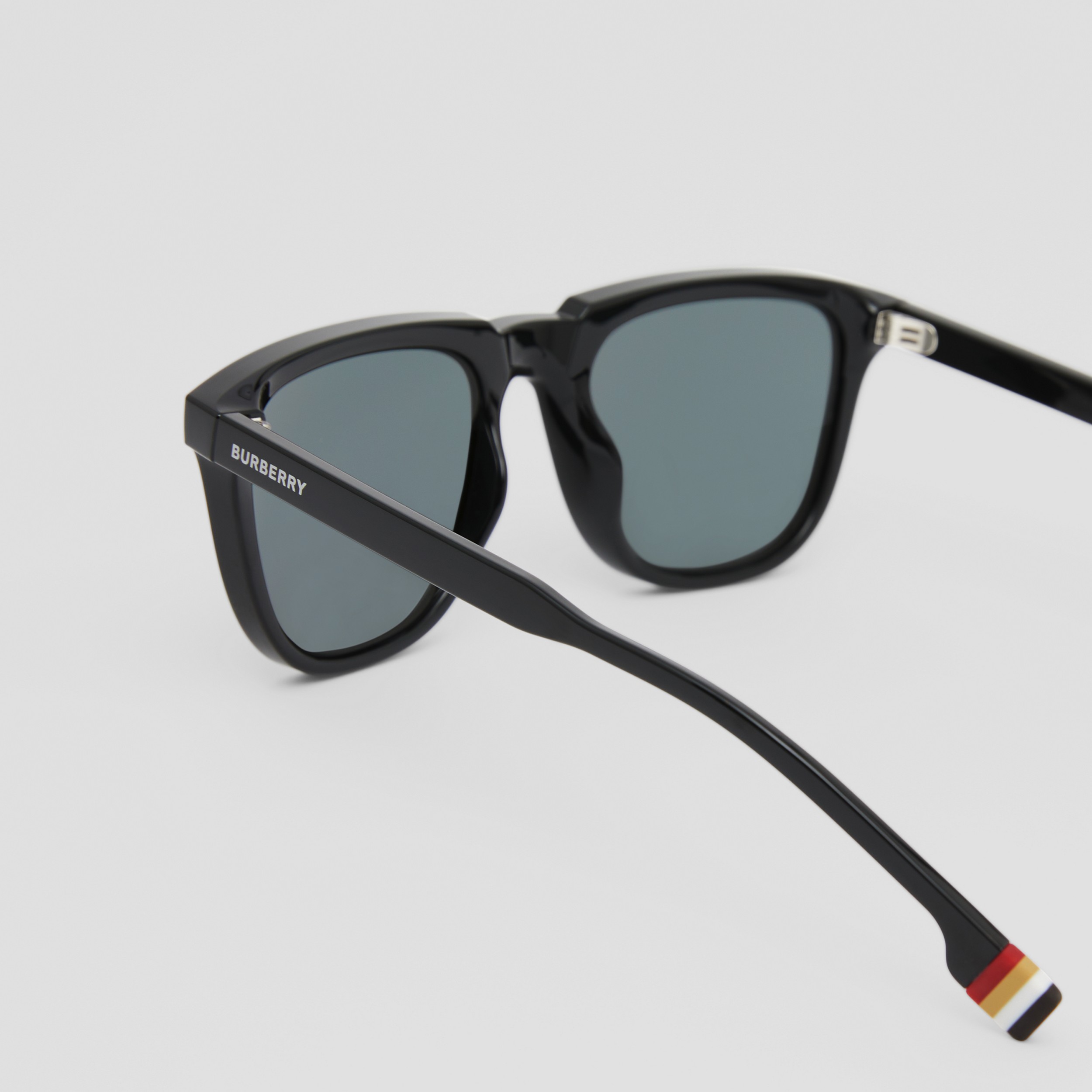 Stripe Detail Square Frame Sunglasses in Black - Men | Burberry® Official - 2