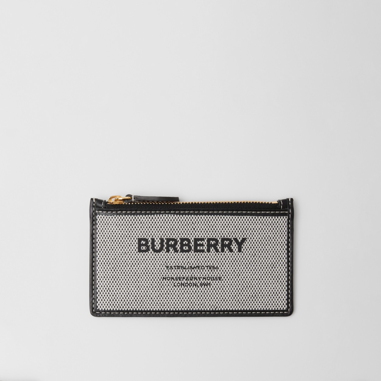 レディース・メンズに人気のブランドフラグメントケースはBURUBBERYのホースフェリープリント キャンバス＆レザー ジップカードケース