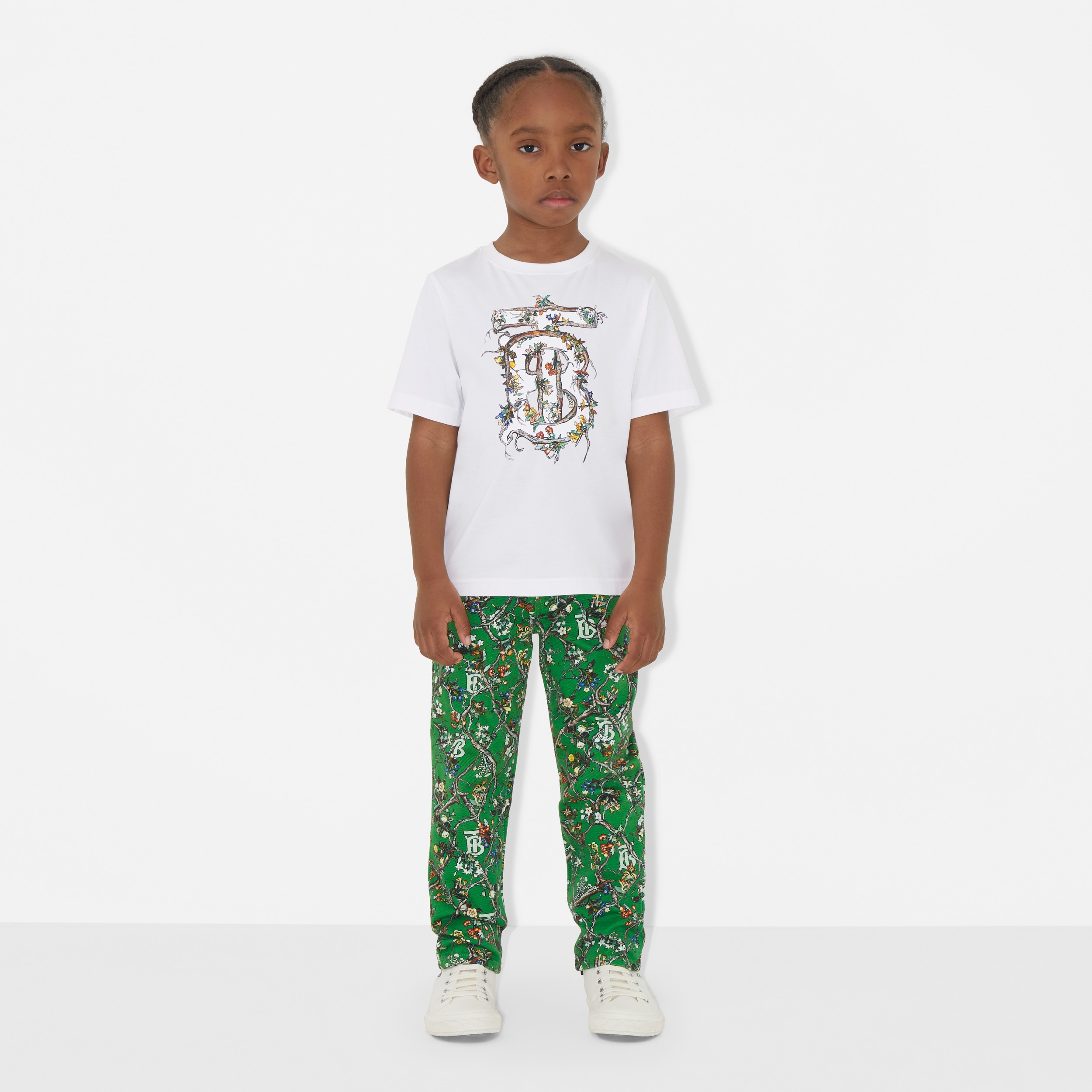 Monogram Motif Cotton T-shirt in White - Children | Burberry® Official - 3