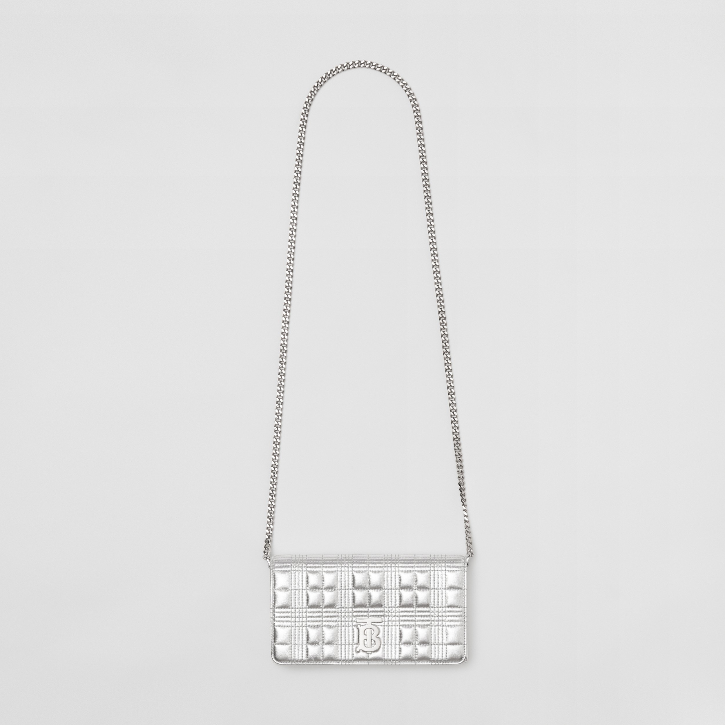 Brieftasche „Lola“ aus gestepptem Lammleder mit abnehmbarem Riemen (Silberfarben) - Damen | Burberry® - 3