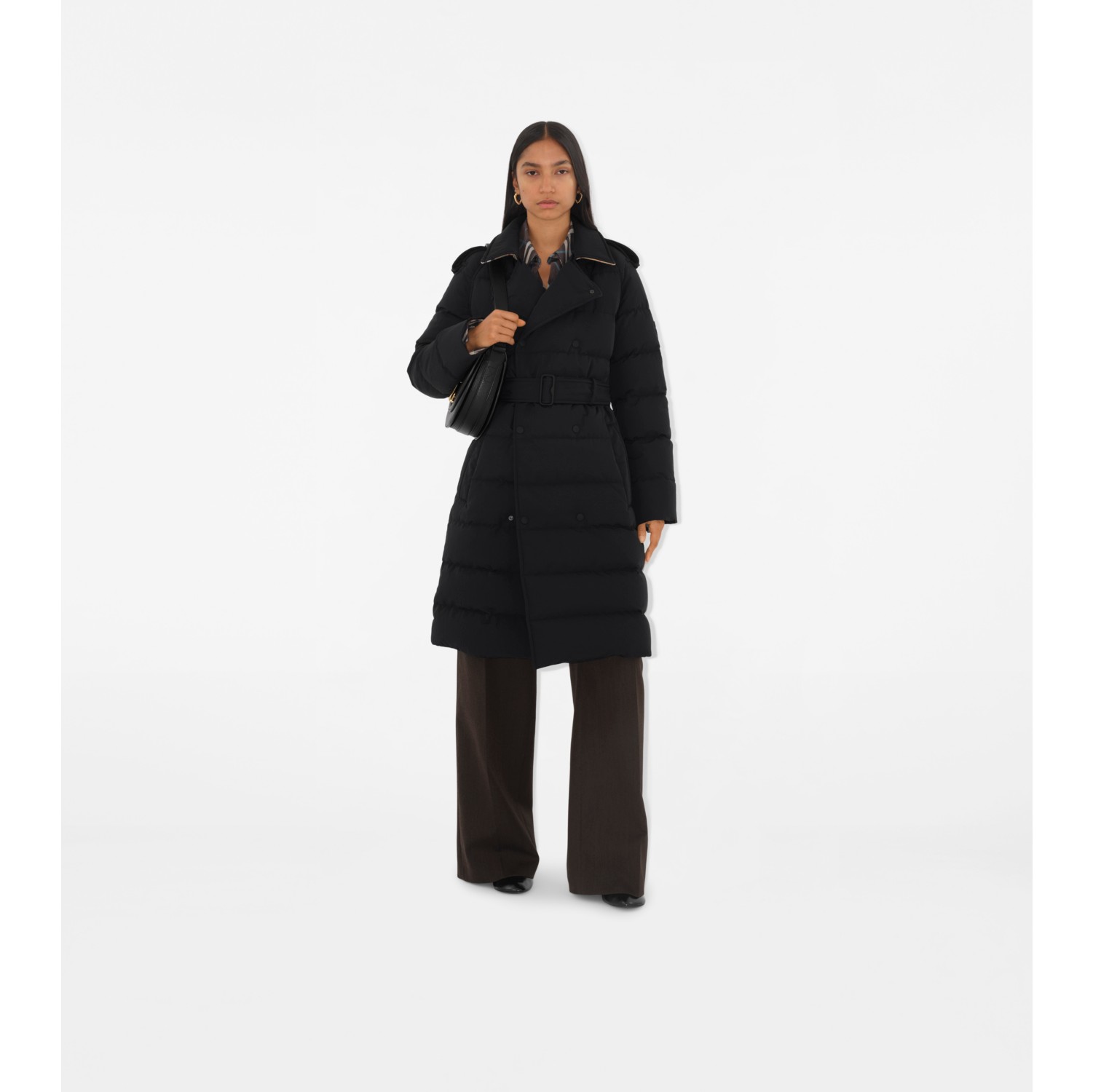 Mid-length Nylon Puffer Coat