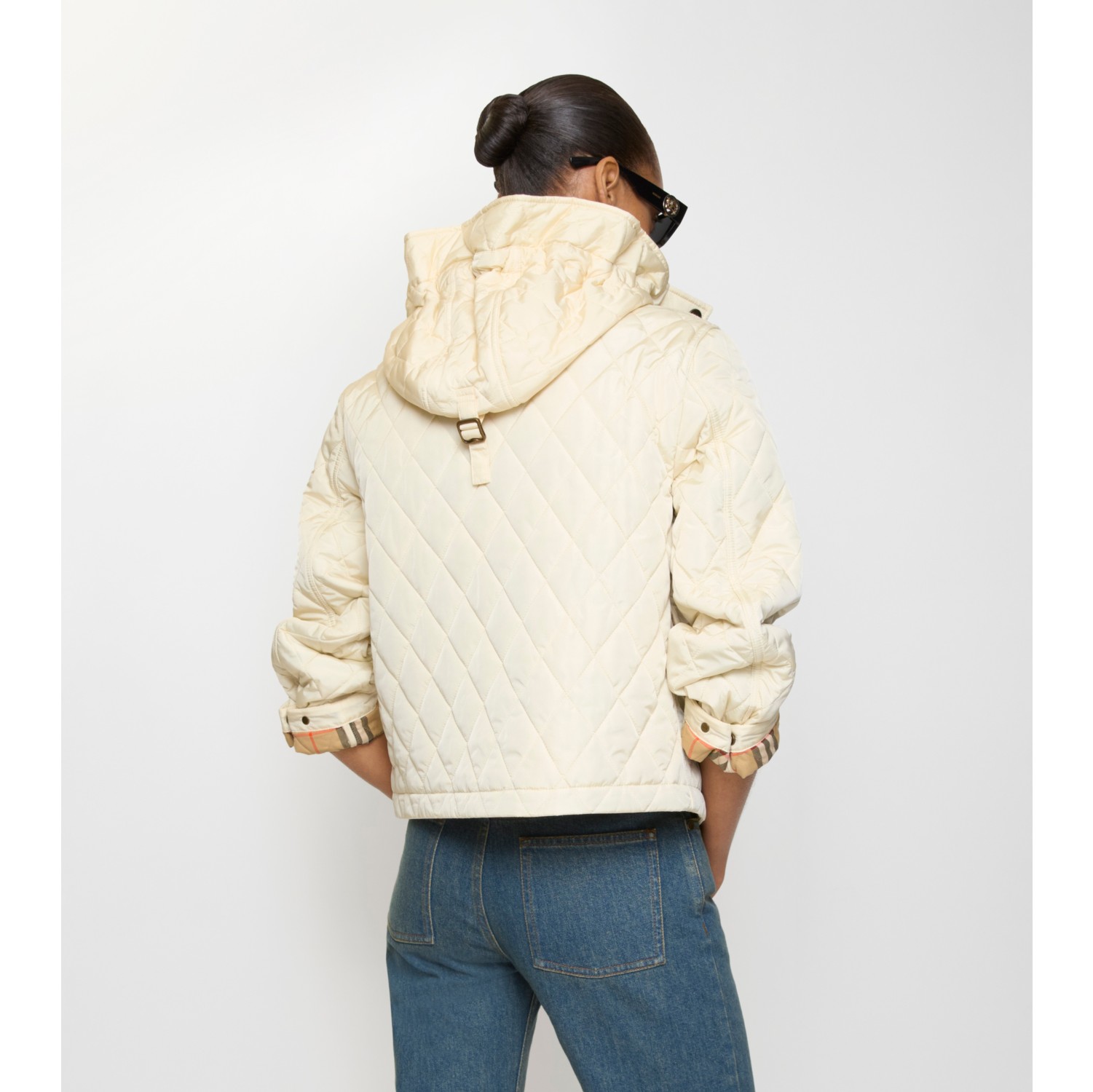 Cropped Quilted Nylon Hooded Jacket