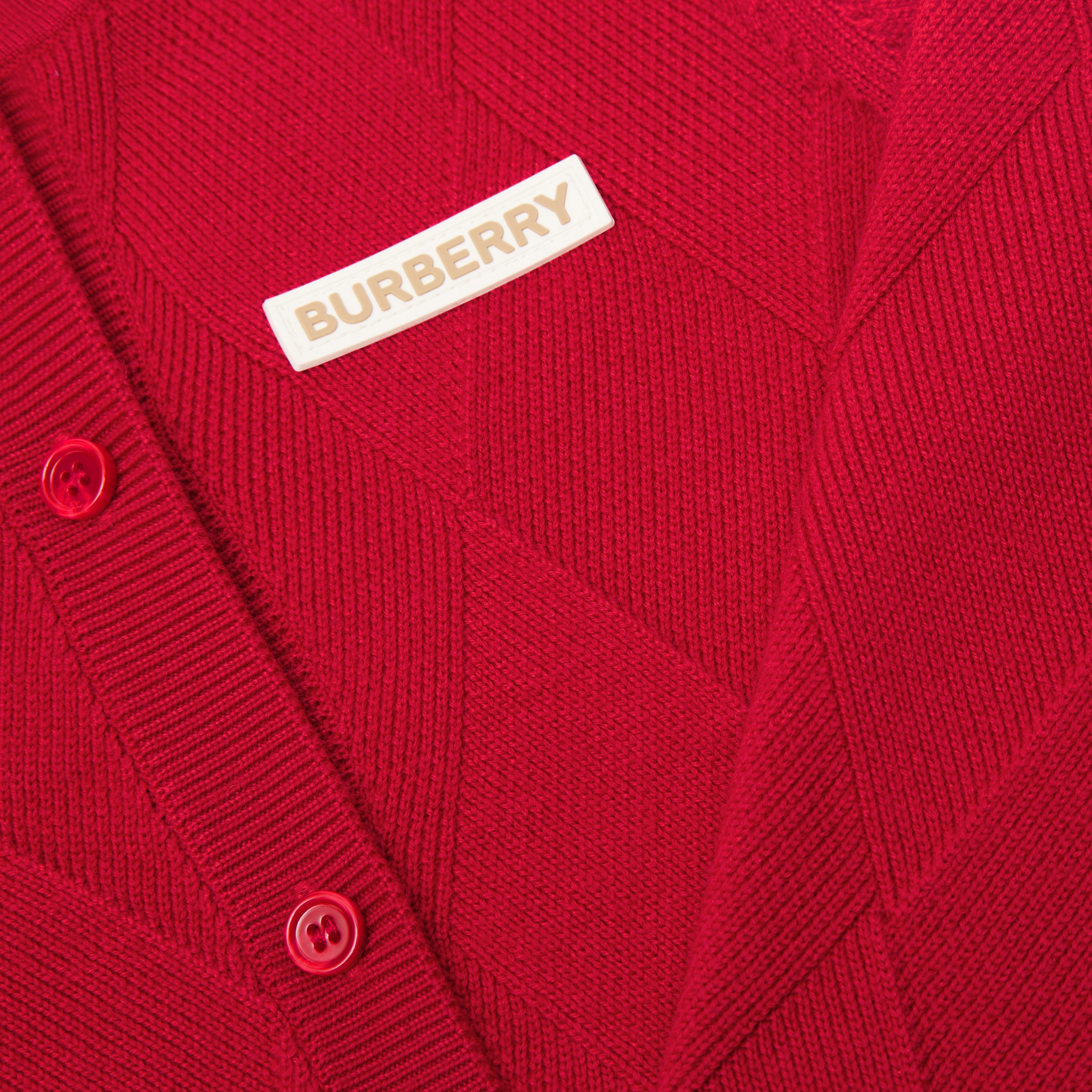 Cardigã em lã com estampa Argyle em intársia e aplicação de logotipo (Vermelho Escuro) - Crianças | Burberry® oficial - 2