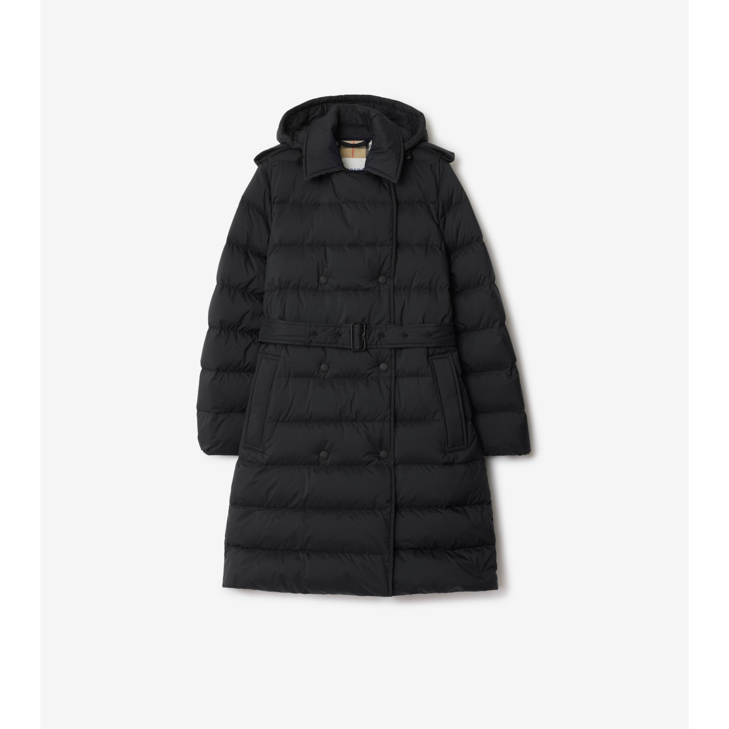 Mid-length Nylon Hooded Puffer Coat