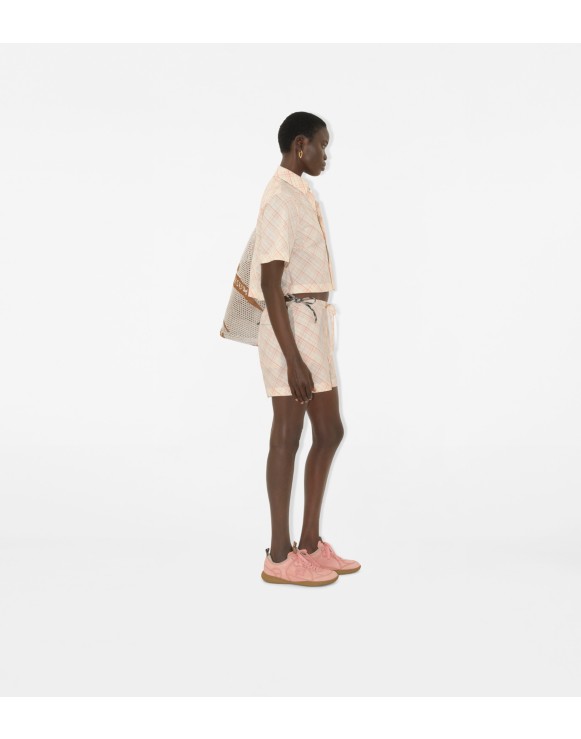 Chemise courte en coton Check
